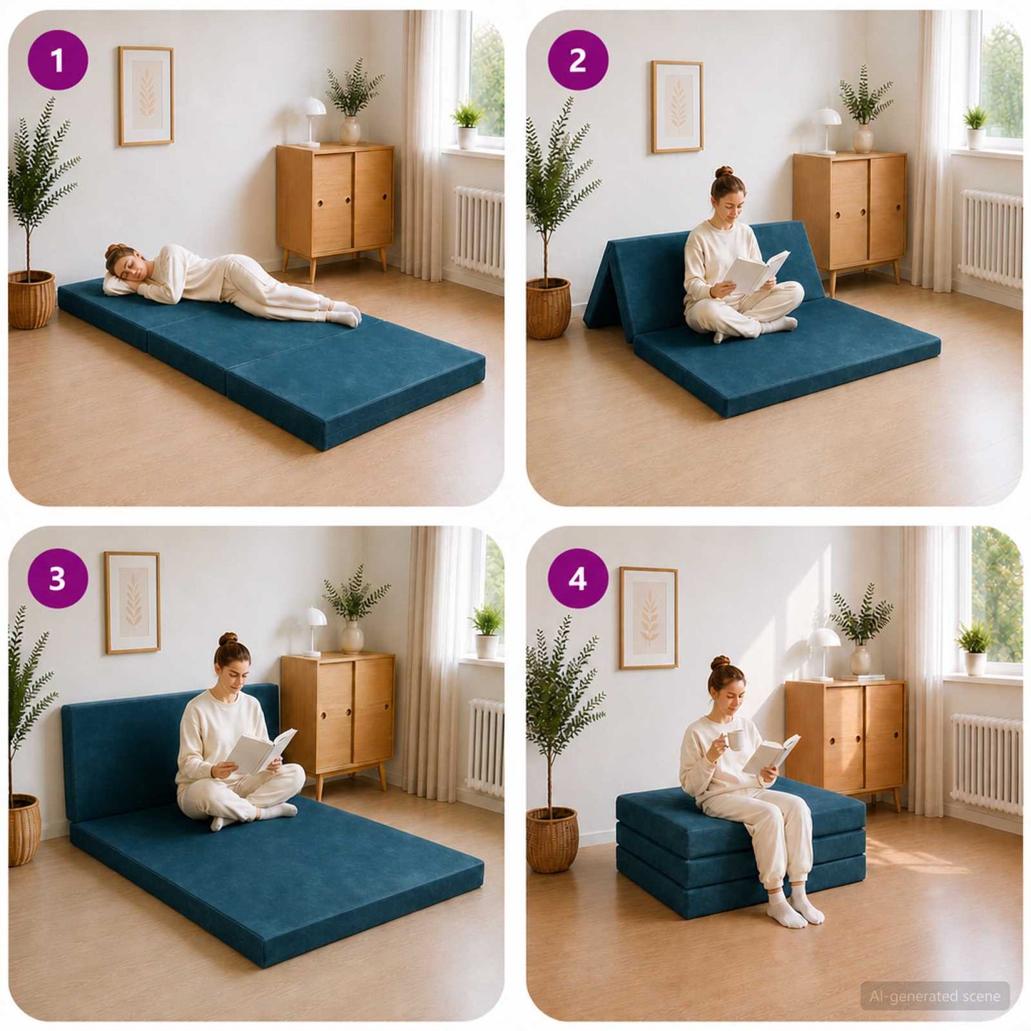 Vouwbare Bankbed 90 x 67 x 45 cm Blauw is nu te koop bij PeponiXL, paradijselijk wonen!