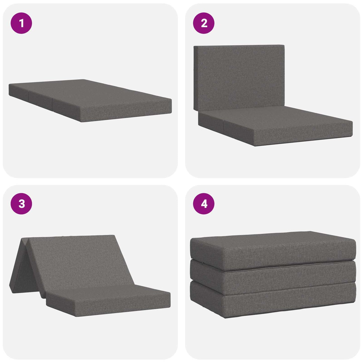 Vouwbare Bankbed 100 x 67 x 45 cm Lichtgrijs is nu te koop bij PeponiXL, paradijselijk wonen!