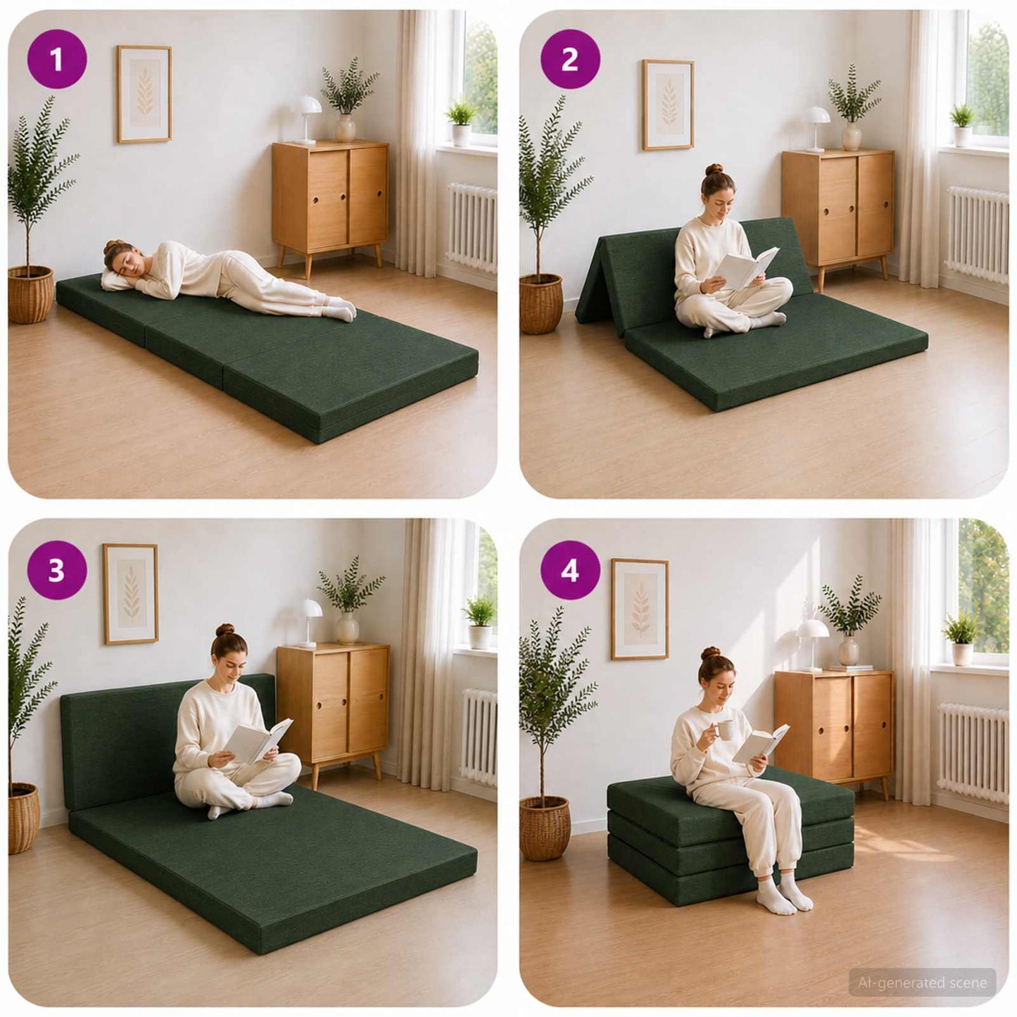 Vouwbare Bankbed 100 x 67 x 45 cm Donkergroen is nu te koop bij PeponiXL, paradijselijk wonen!