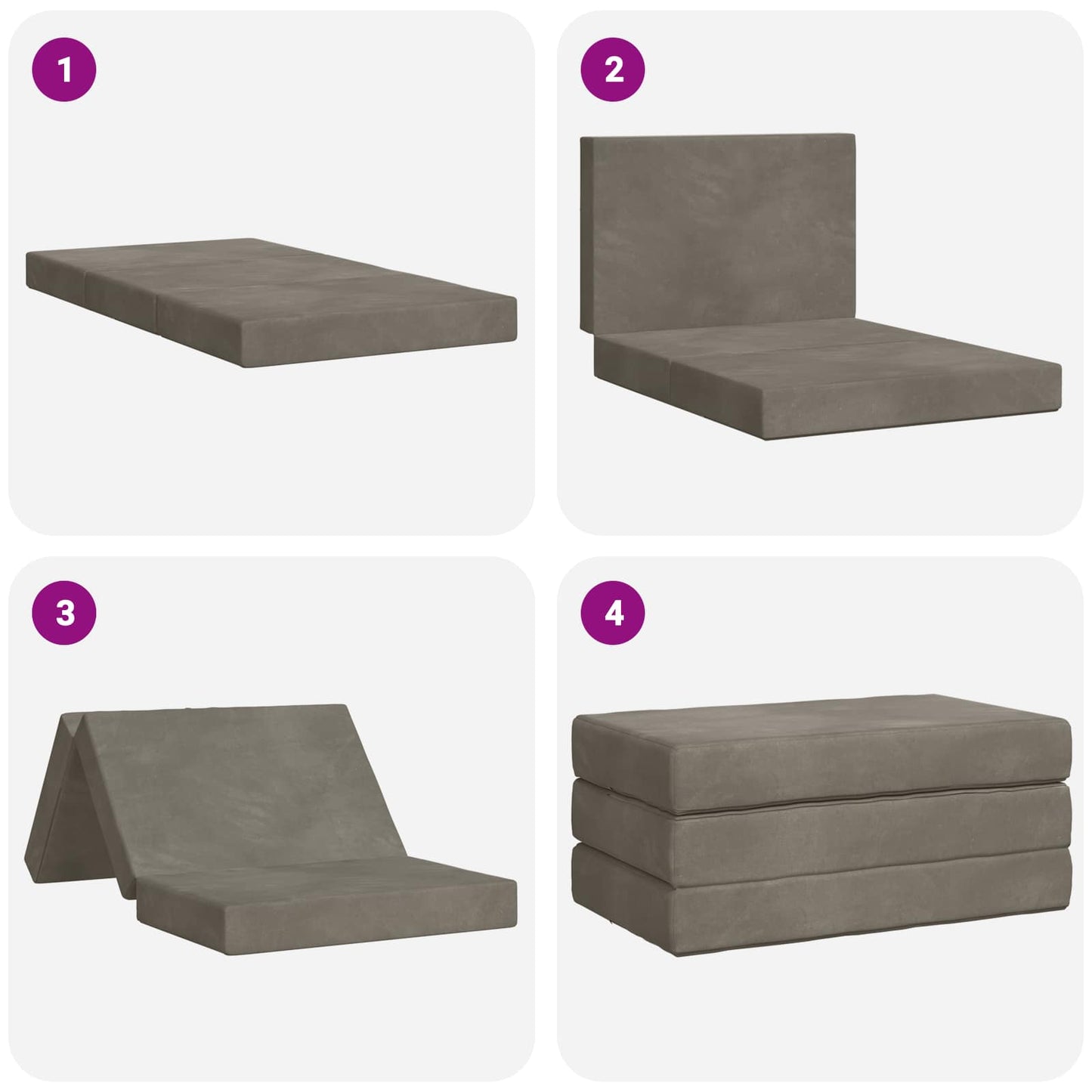 Vouwbare Bankbed 100 x 67 x 45 cm Lichtgrijs is nu te koop bij PeponiXL, paradijselijk wonen!