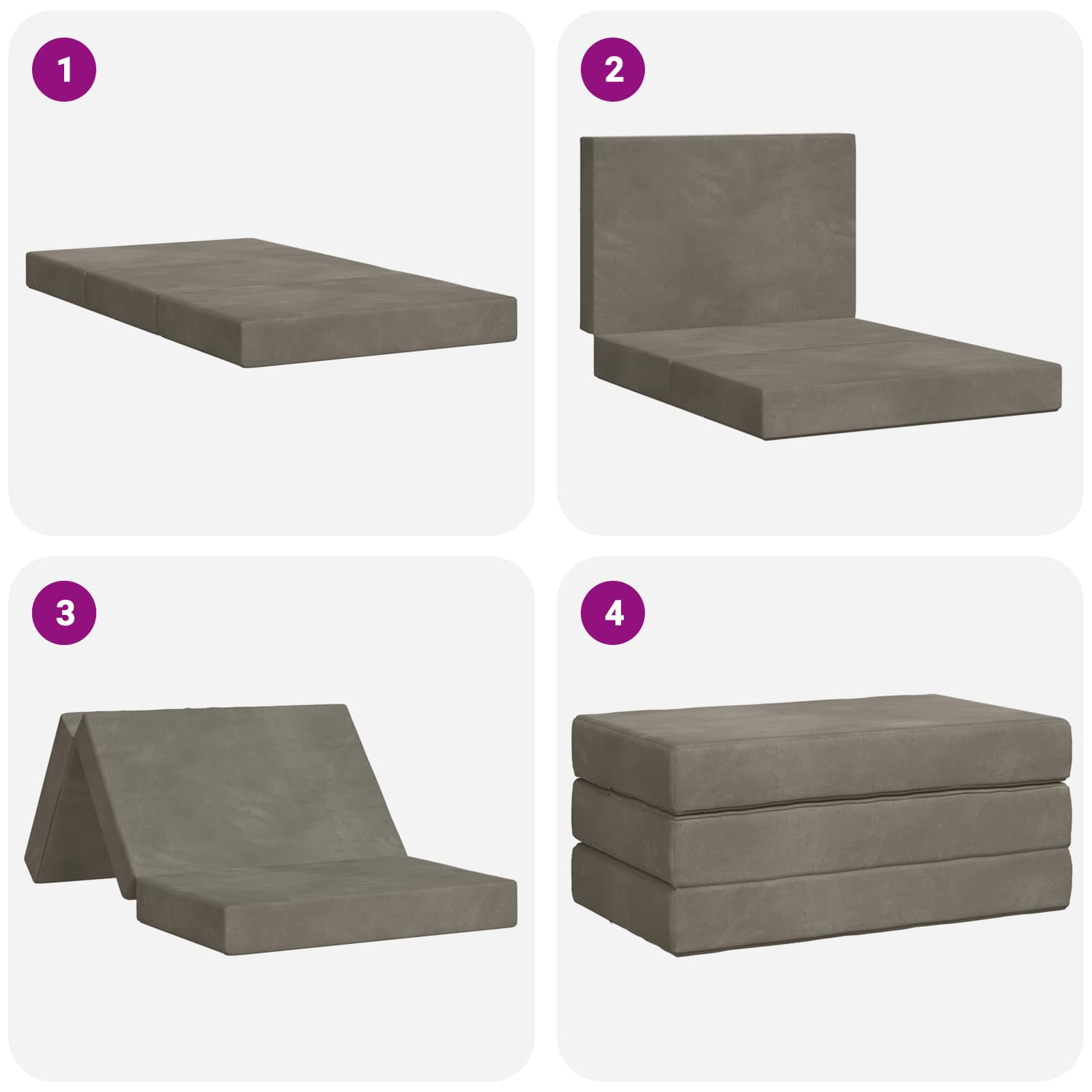 Vouwbare Bankbed 100 x 67 x 45 cm Lichtgrijs is nu te koop bij PeponiXL, paradijselijk wonen!