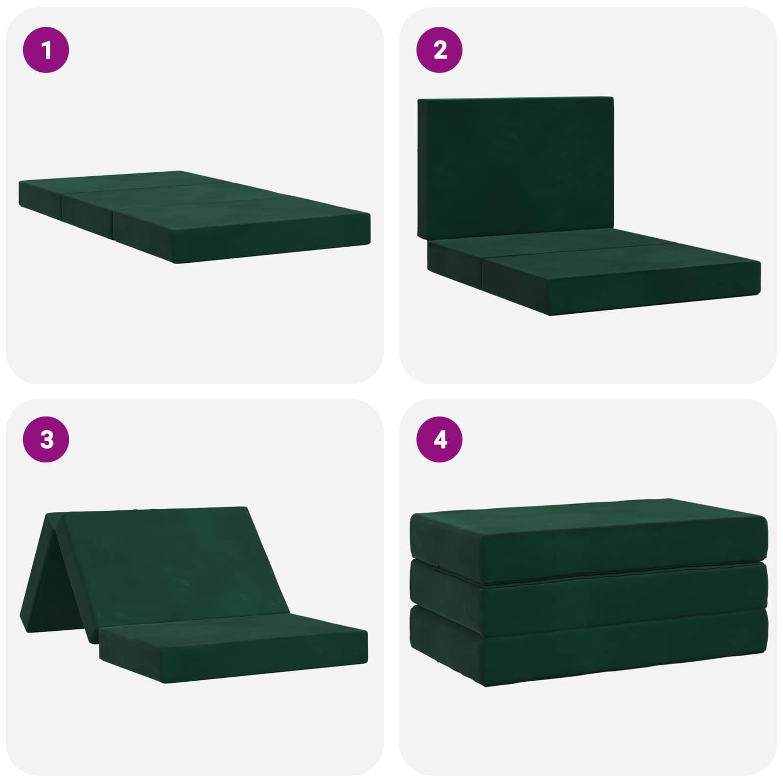 Vouwbare Bankbed 100 x 67 x 45 cm Donkergroen is nu te koop bij PeponiXL, paradijselijk wonen!