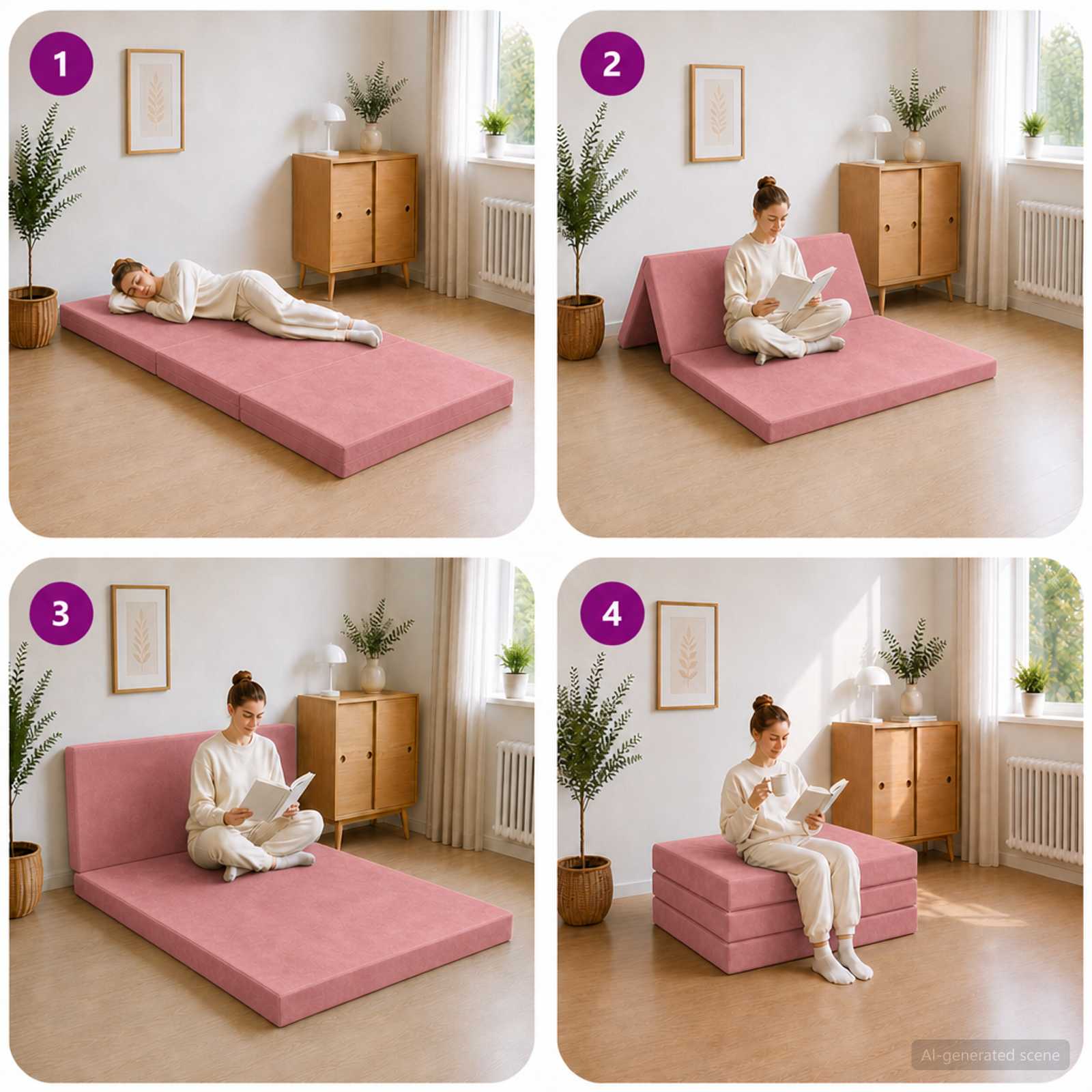 Vouwbare Bankbed 100 x 67 x 45 cm Roze is nu te koop bij PeponiXL, paradijselijk wonen!