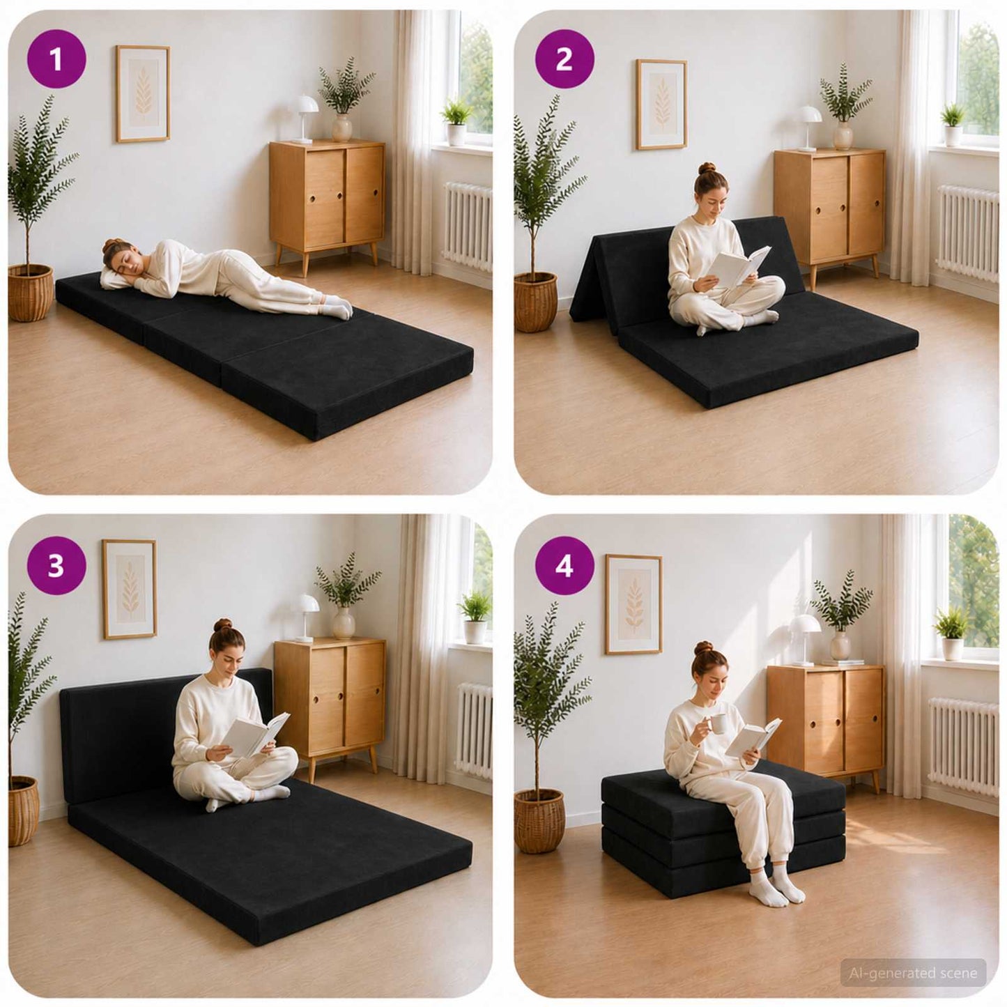 Vouwbare Bankbed 100 x 67 x 45 cm Zwart is nu te koop bij PeponiXL, paradijselijk wonen!