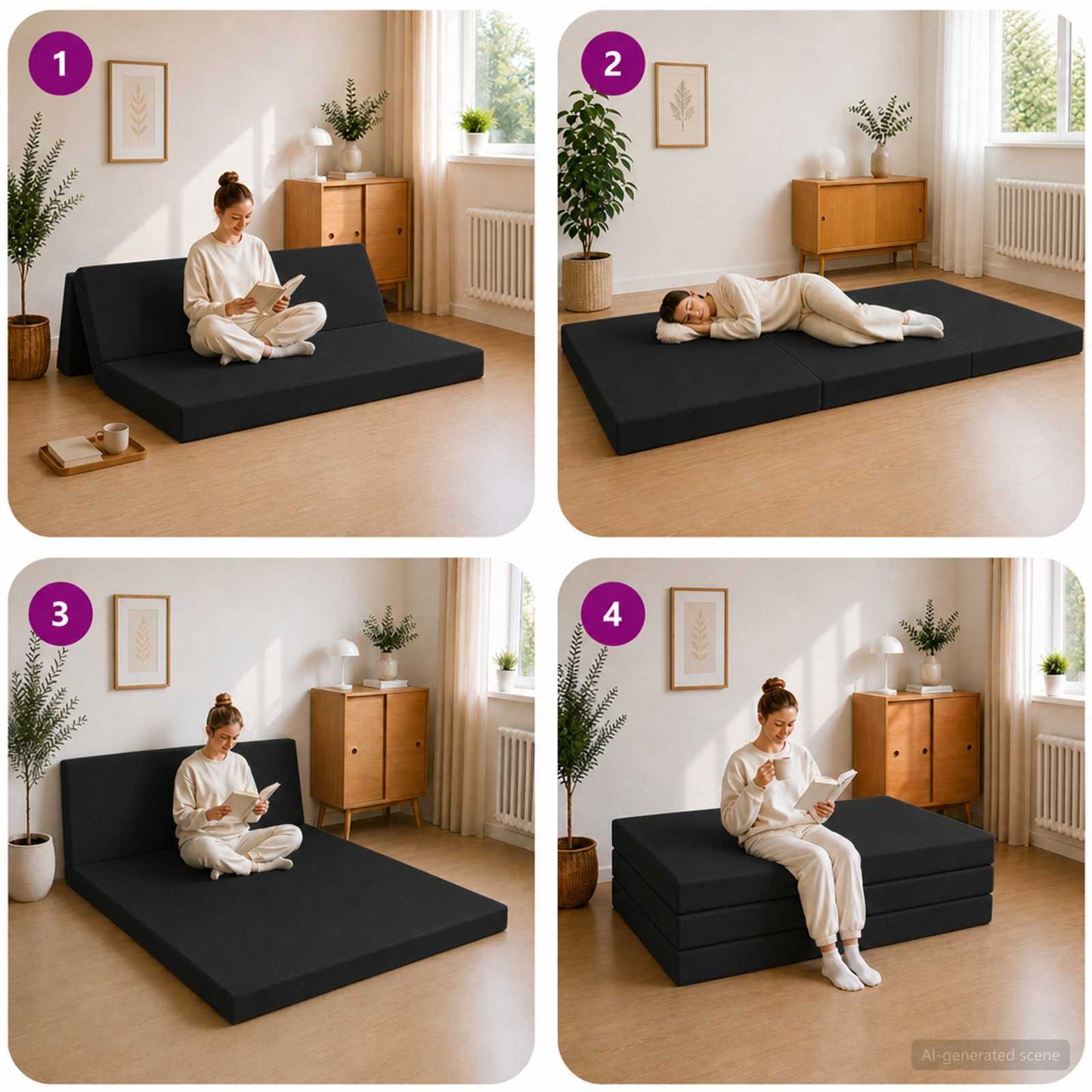Vouwbare Bankbed 120 x 67 x 45 cm Zwart is nu te koop bij PeponiXL, paradijselijk wonen!