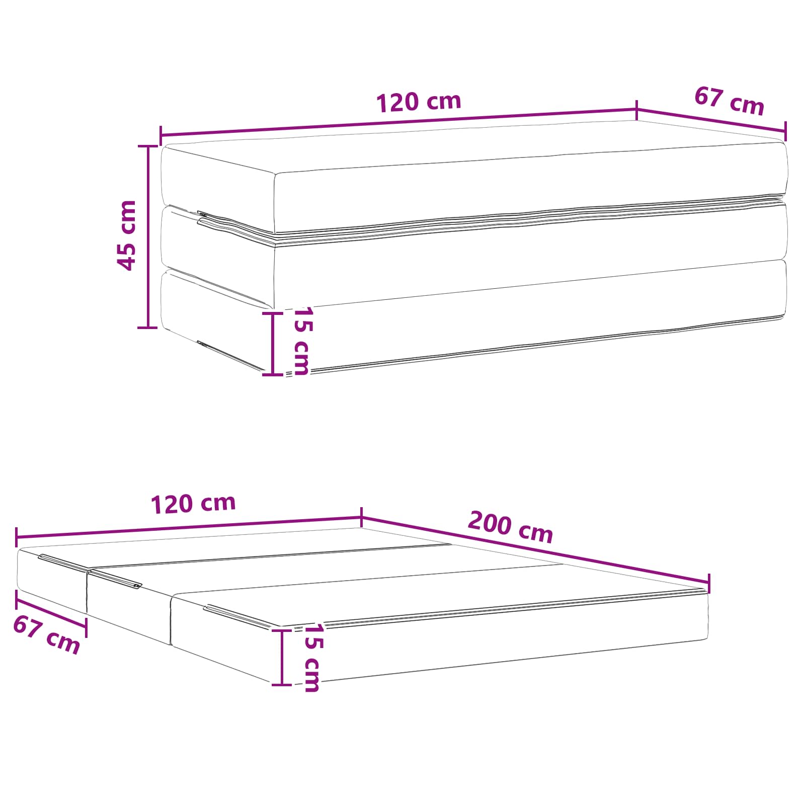 Vouwbare Bankbed 120 x 67 x 45 cm Donkergroen is nu te koop bij PeponiXL, paradijselijk wonen!