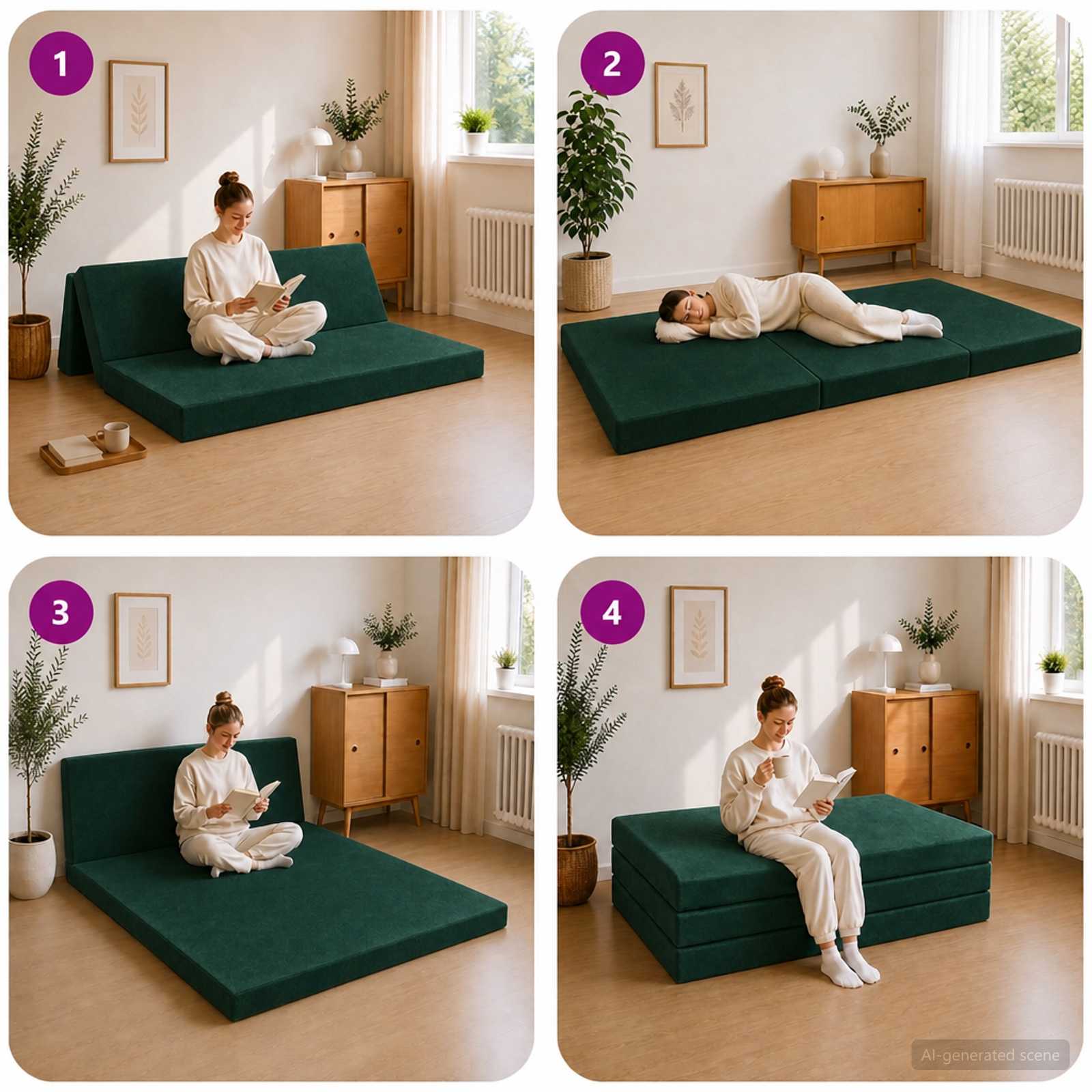 Vouwbare Bankbed 120 x 67 x 45 cm Donkergroen is nu te koop bij PeponiXL, paradijselijk wonen!