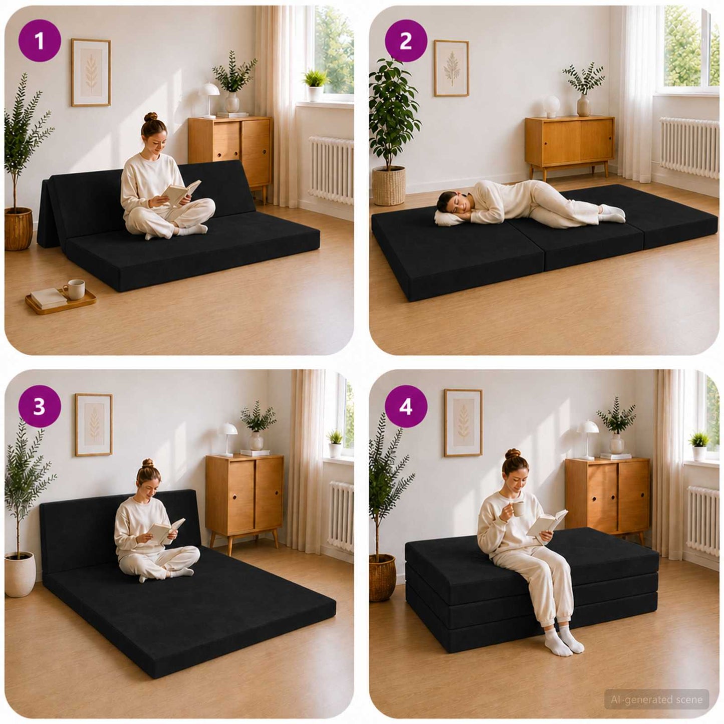 Vouwbare Bankbed 120 x 67 x 45 cm Zwart is nu te koop bij PeponiXL, paradijselijk wonen!