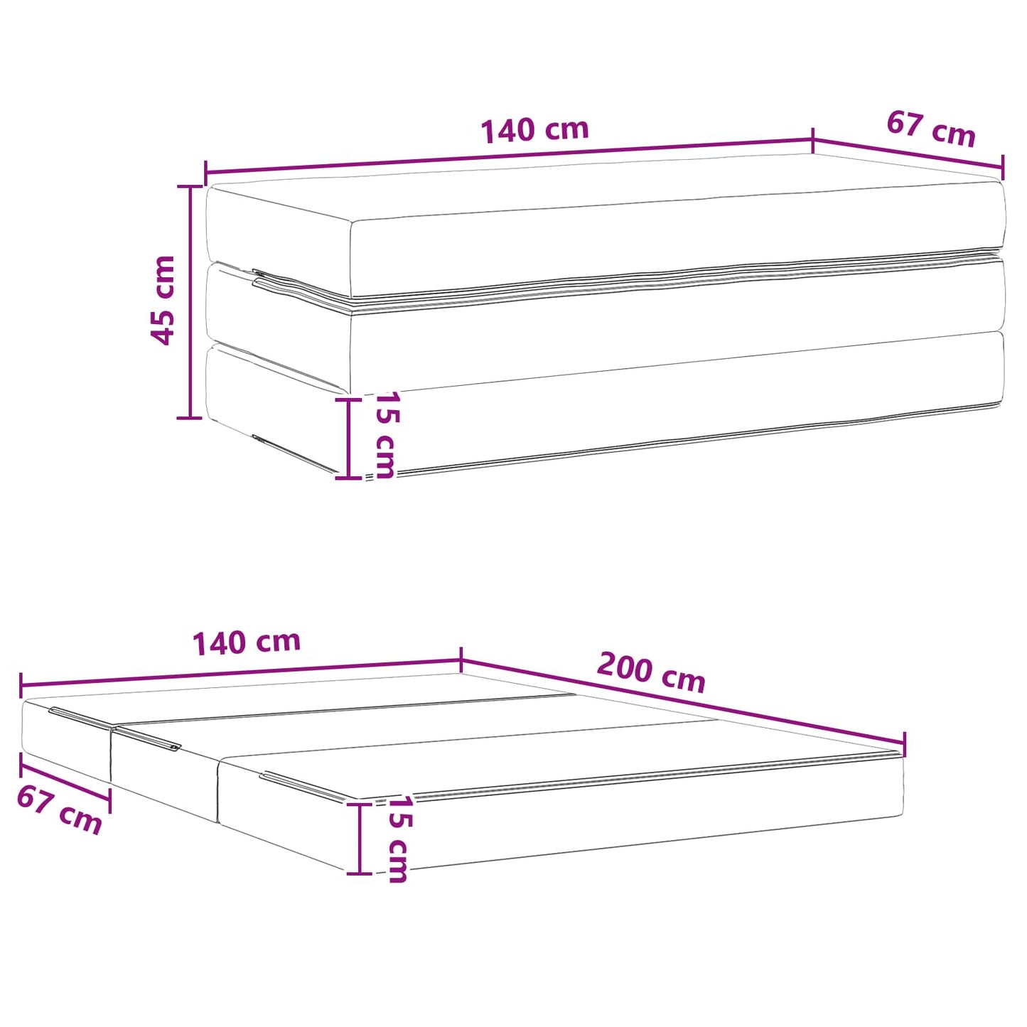 Vouwbare Bankbed 140 x 67 x 45 cm Lichtgrijs is nu te koop bij PeponiXL, paradijselijk wonen!