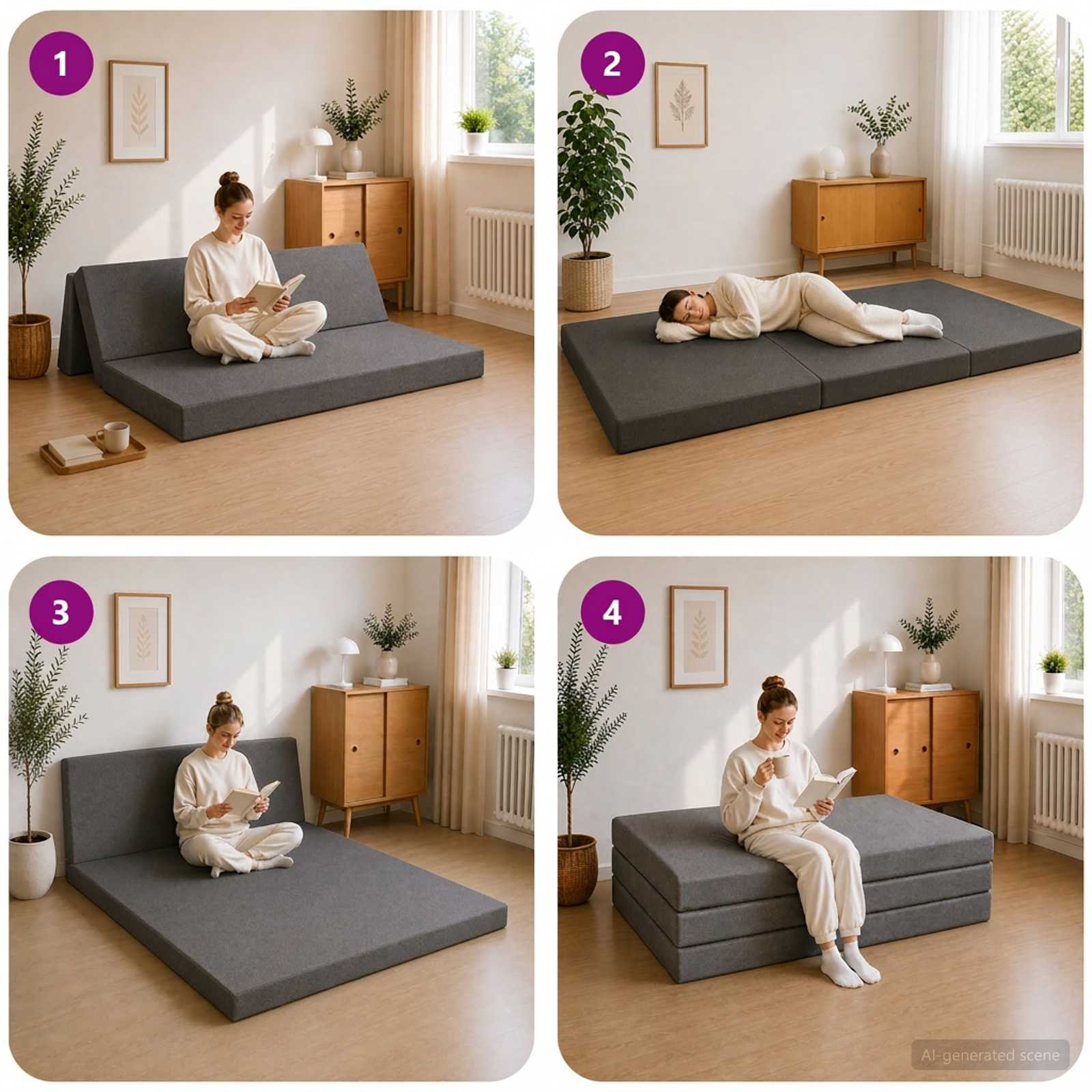 Vouwbare Bankbed 140 x 67 x 45 cm Lichtgrijs is nu te koop bij PeponiXL, paradijselijk wonen!
