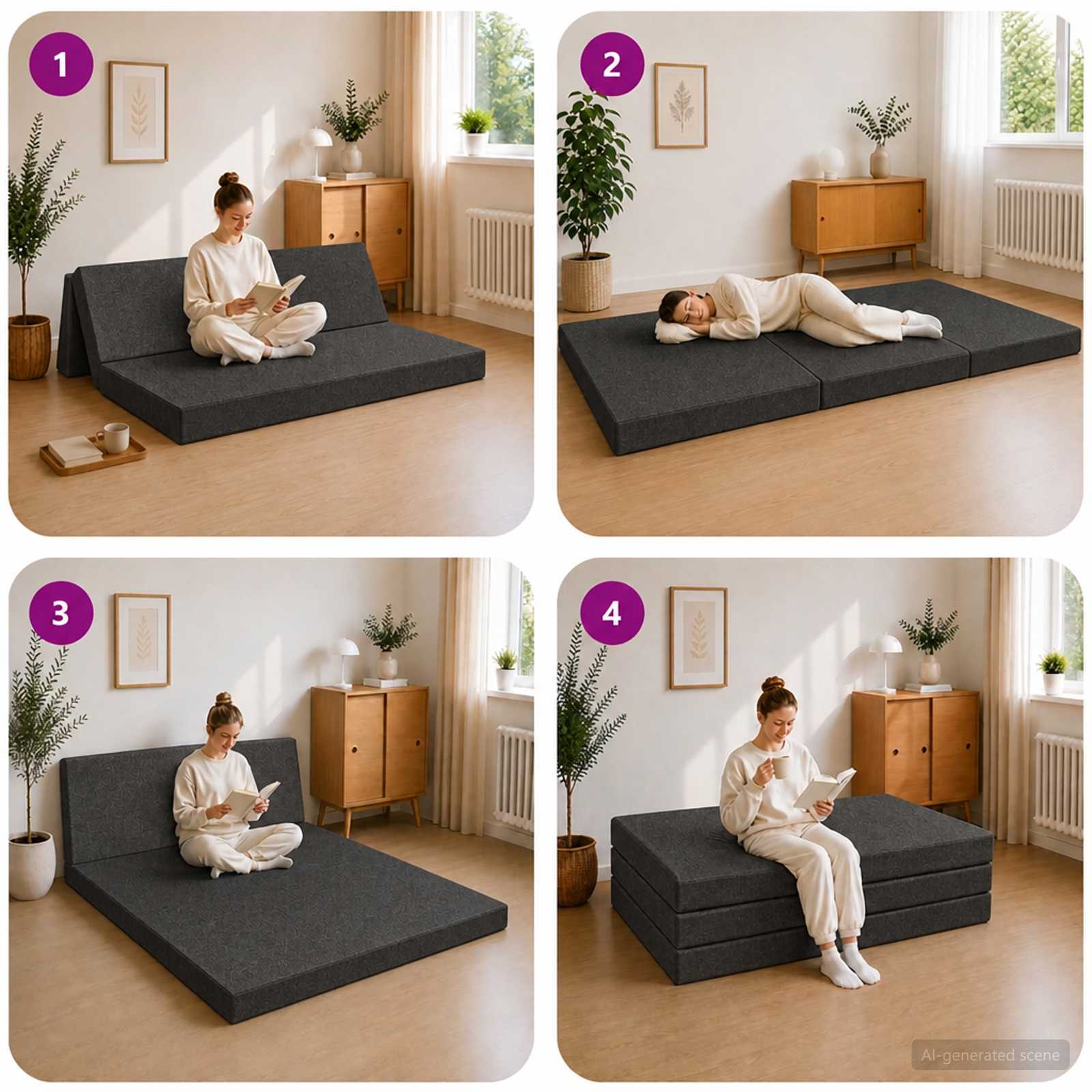 Vouwbare Bankbed 140 x 67 x 45 cm Donkergrijs is nu te koop bij PeponiXL, paradijselijk wonen!