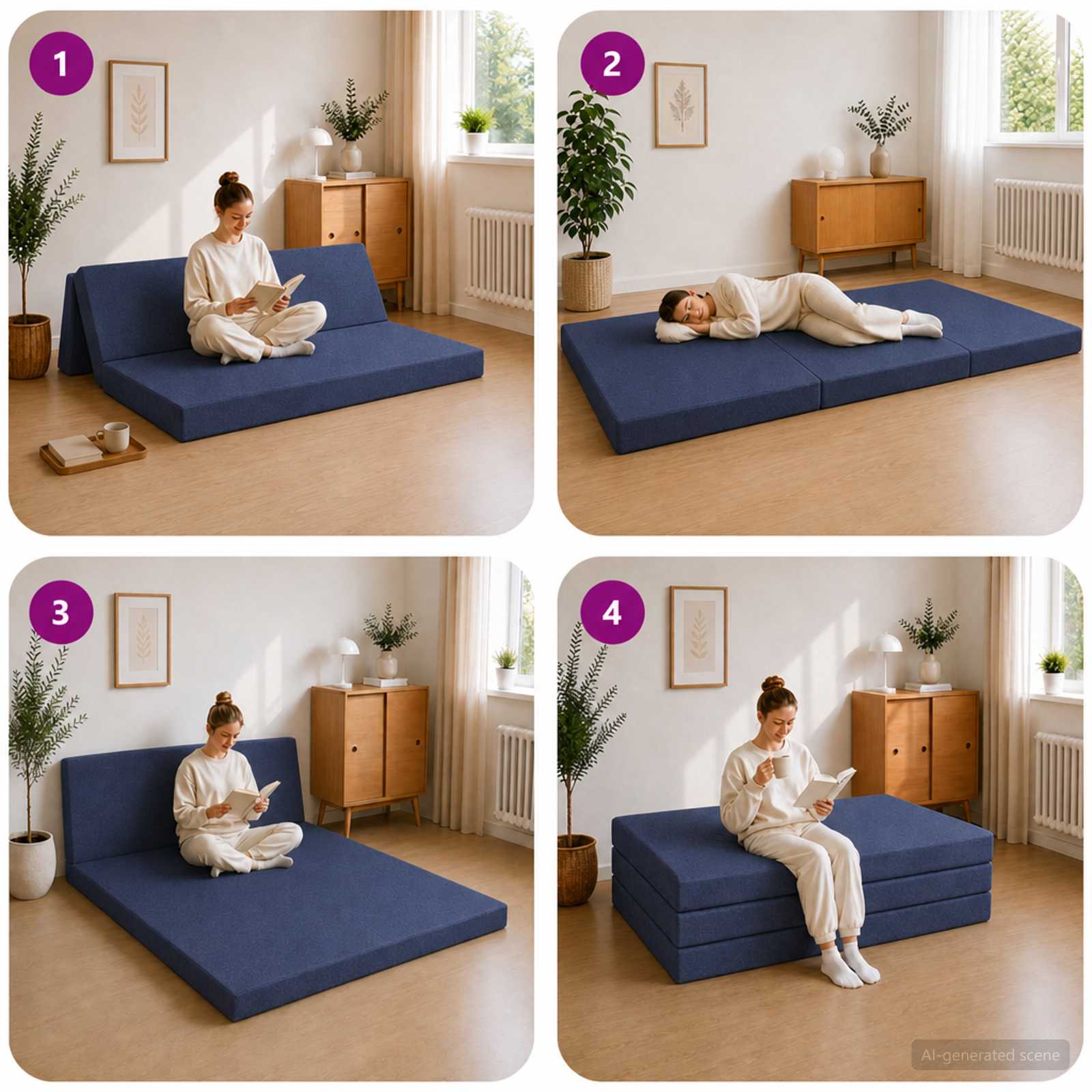 Vouwbare Bankbed 140 x 67 x 45 cm Blauw is nu te koop bij PeponiXL, paradijselijk wonen!