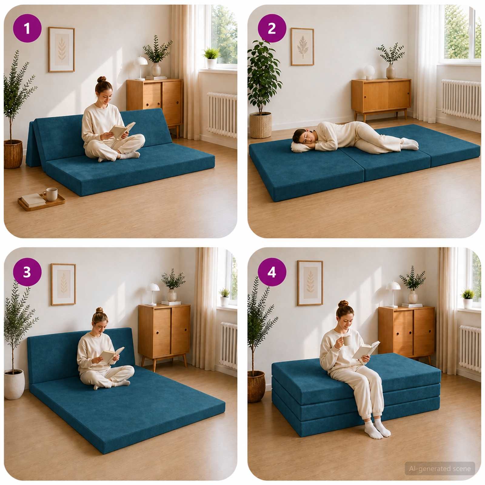 Vouwbare Bankbed 140 x 67 x 45 cm Blauw is nu te koop bij PeponiXL, paradijselijk wonen!