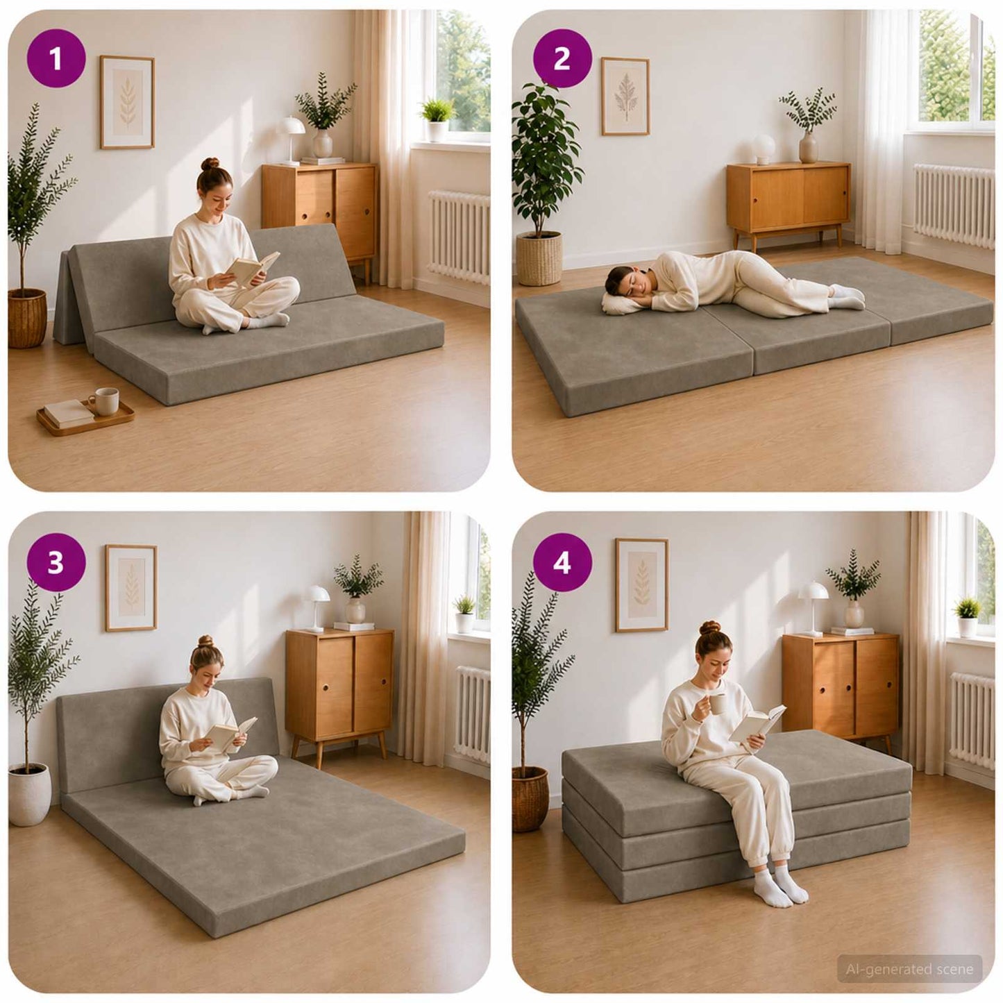 Vouwbare Bankbed 140 x 67 x 45 cm Lichtgrijs is nu te koop bij PeponiXL, paradijselijk wonen!