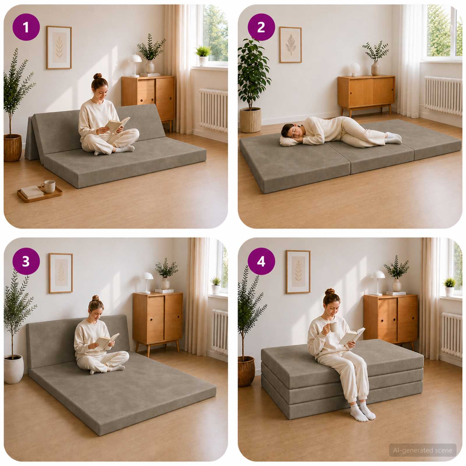 Vouwbare Bankbed 140 x 67 x 45 cm Lichtgrijs is nu te koop bij PeponiXL, paradijselijk wonen!