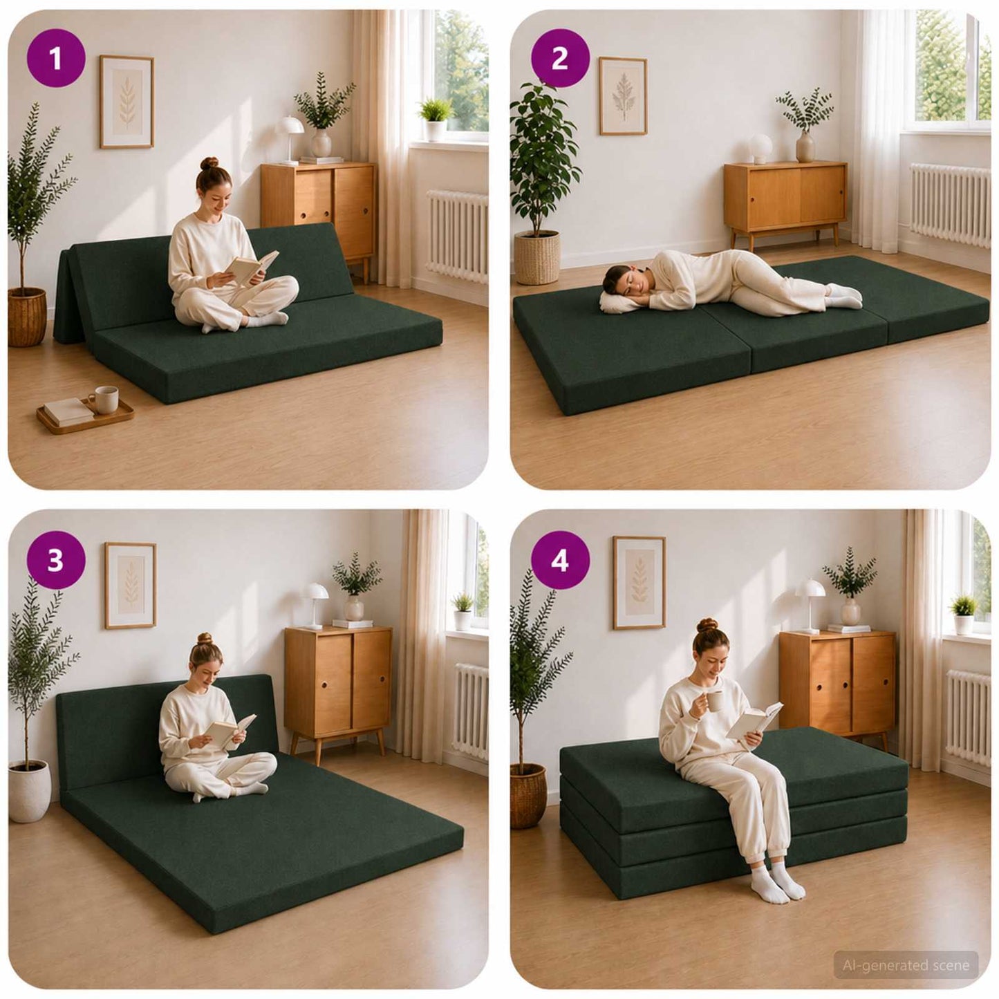 Vouwbare Bankbed 160 x 67 x 45 cm Donkergroen is nu te koop bij PeponiXL, paradijselijk wonen!