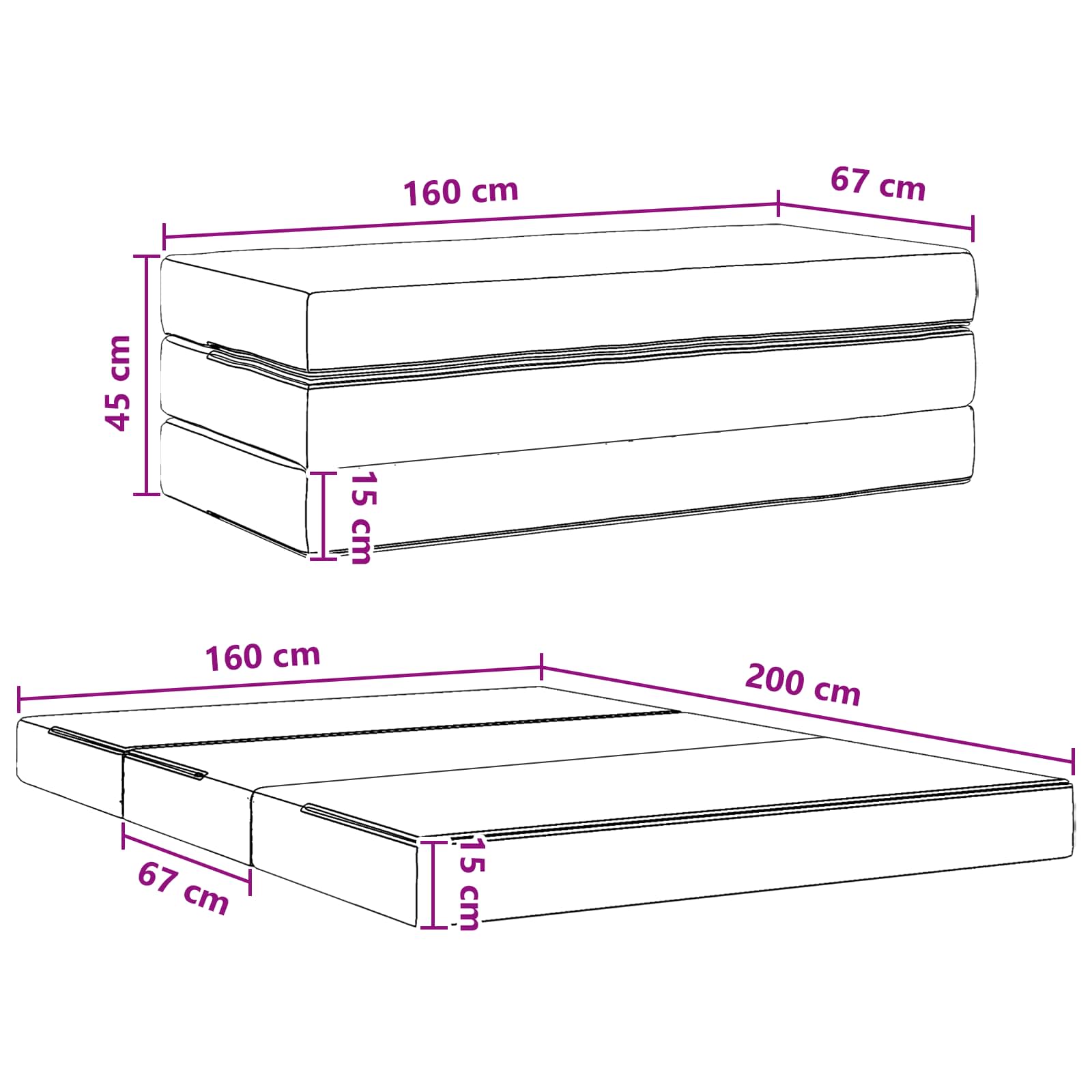 Vouwbare Bankbed 160 x 67 x 45 cm Donkergrijs is nu te koop bij PeponiXL, paradijselijk wonen!