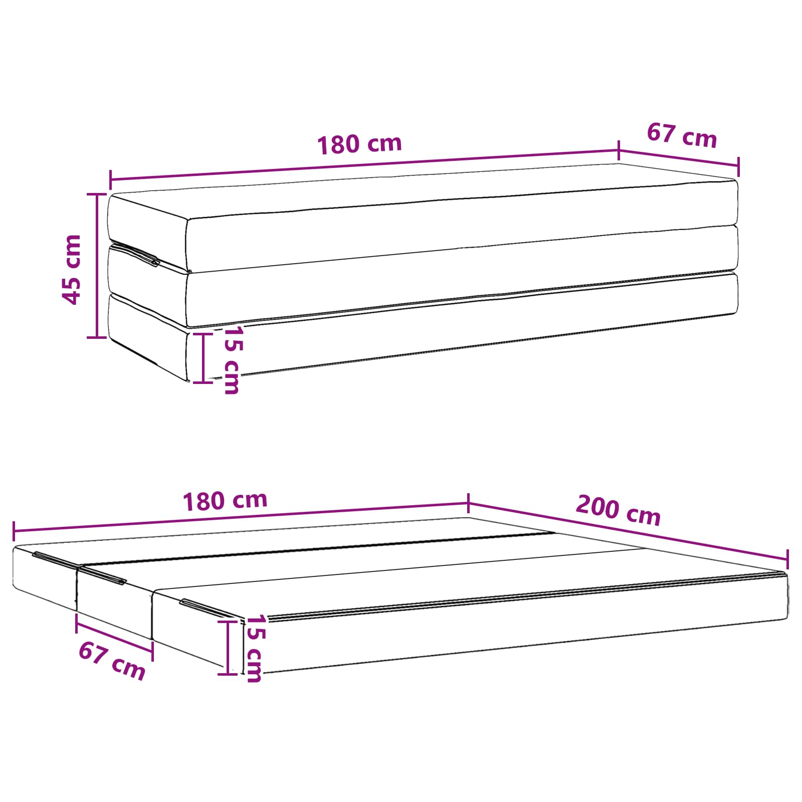 Vouwbare Bankbed 180 x 67 x 45 cm Donkergrijs is nu te koop bij PeponiXL, paradijselijk wonen!