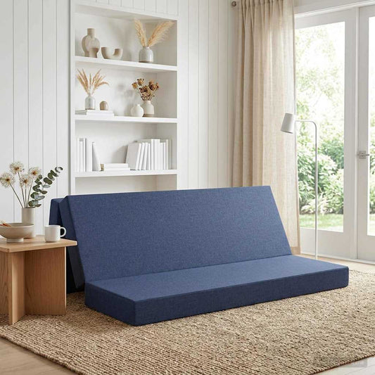 Vouwbare Bankbed 200 x 67 x 45 cm Blauw is nu te koop bij PeponiXL, paradijselijk wonen!