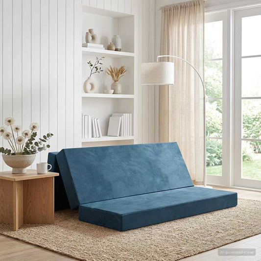 Vouwbare Bankbed 180 x 67 x 45 cm Blauw is nu te koop bij PeponiXL, paradijselijk wonen!
