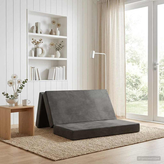 Vouwbare Bankbed 200 x 67 x 45 cm Lichtgrijs is nu te koop bij PeponiXL, paradijselijk wonen!