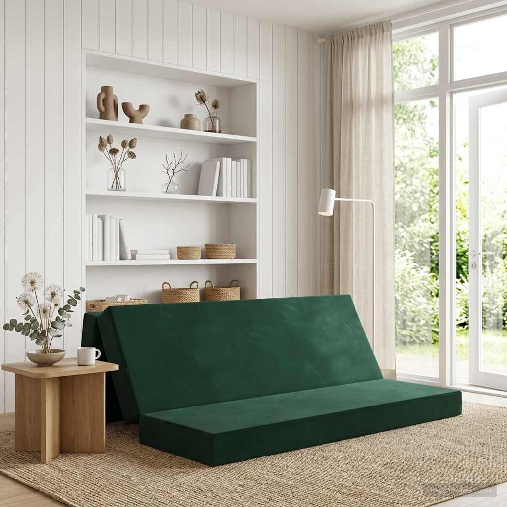 Vouwbare Bankbed 200 x 67 x 45 cm Donkergroen is nu te koop bij PeponiXL, paradijselijk wonen!