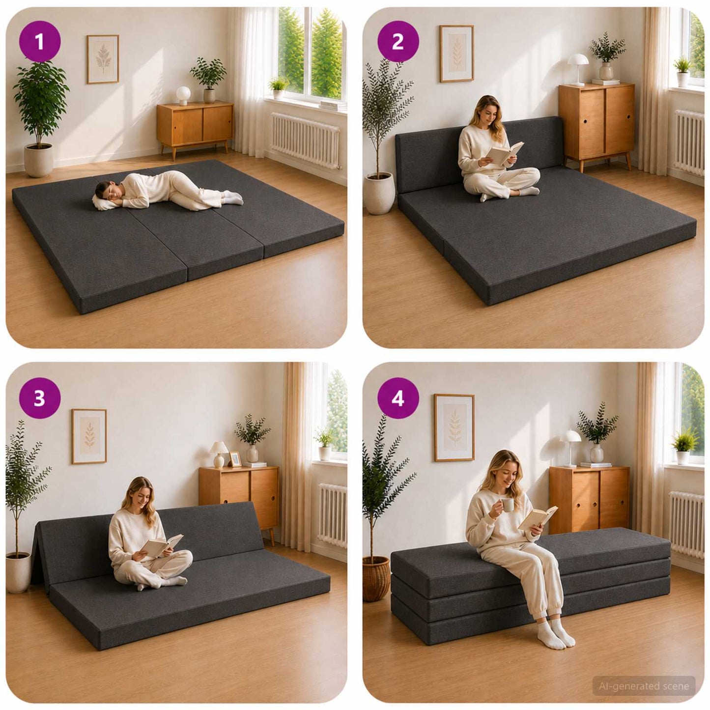 Vouwbare Bankbed 200 x 67 x 45 cm Donkergrijs is nu te koop bij PeponiXL, paradijselijk wonen!