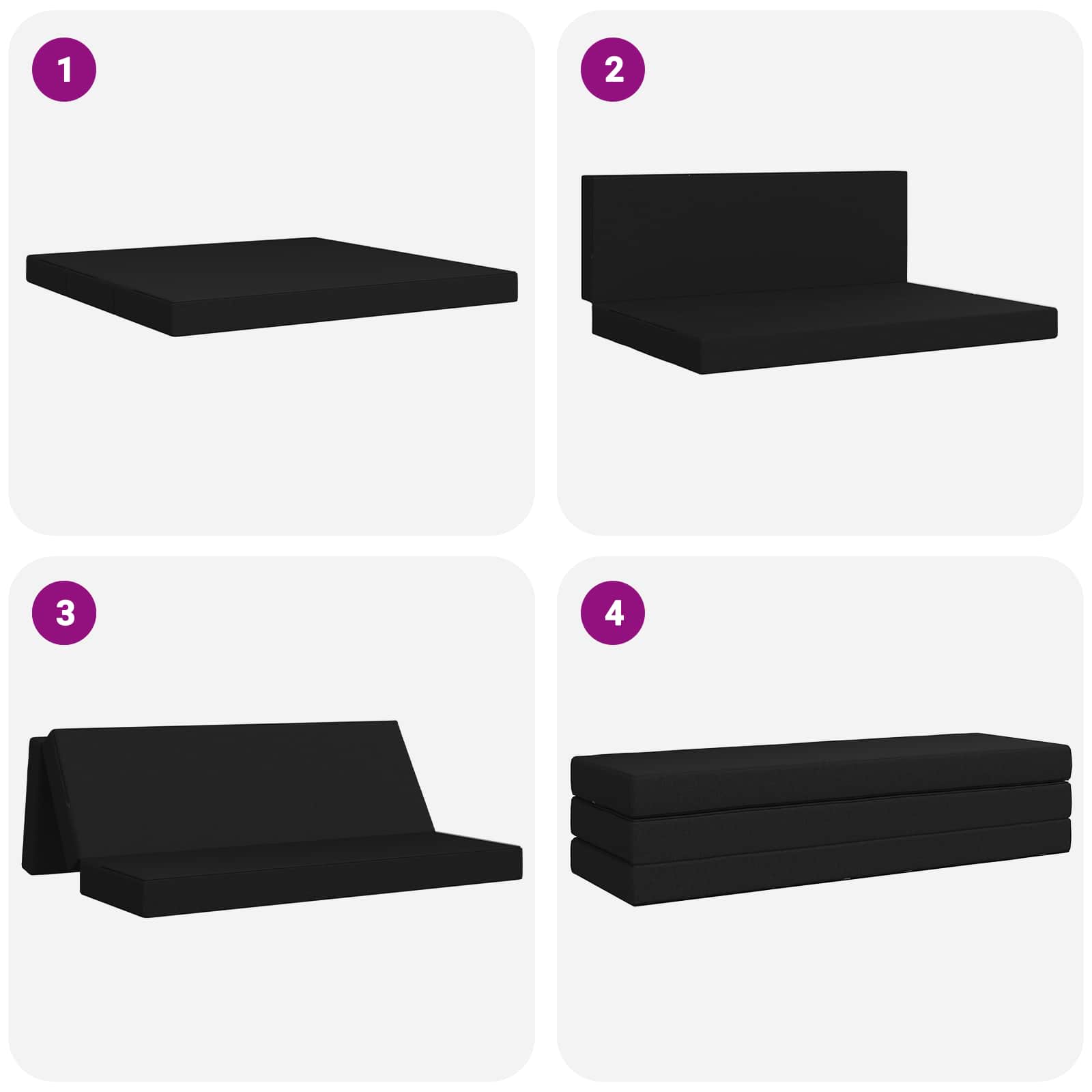 Vouwbare Bankbed 200 x 67 x 45 cm Zwart is nu te koop bij PeponiXL, paradijselijk wonen!