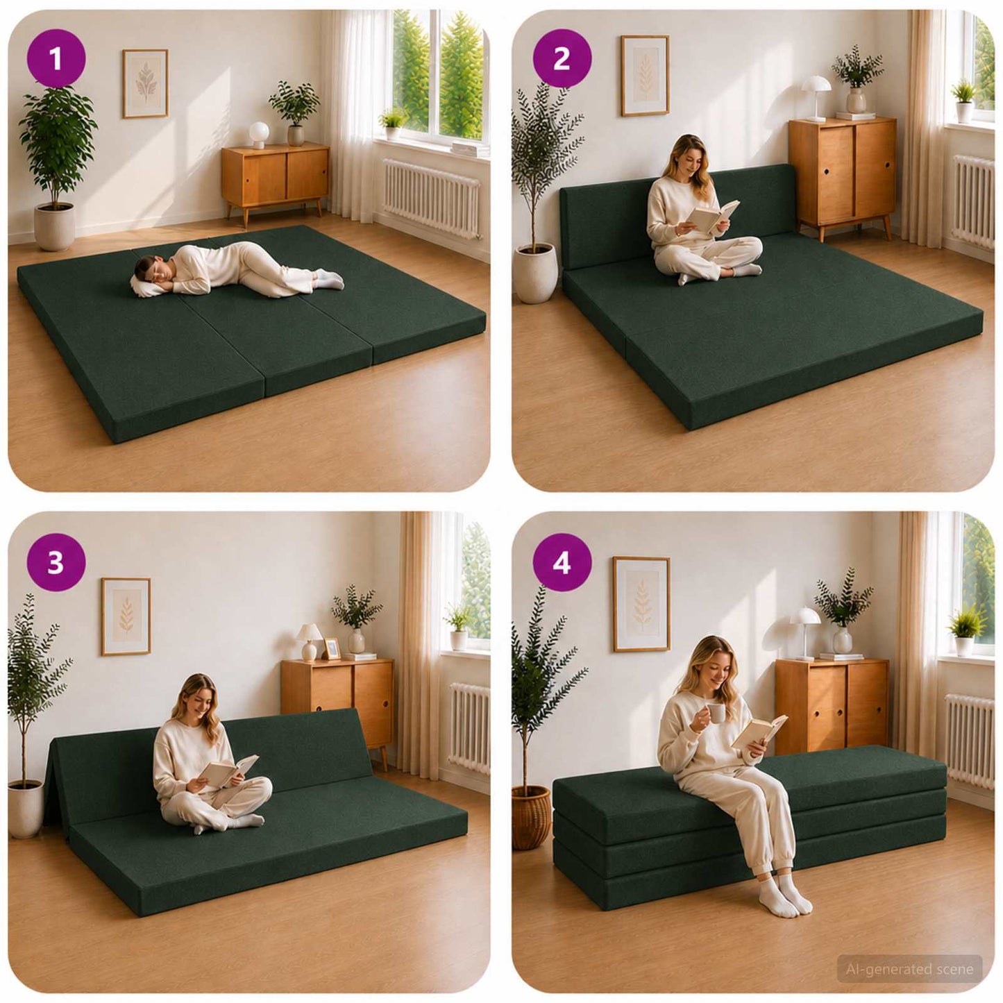 Vouwbare Bankbed 200 x 67 x 45 cm Donkergroen is nu te koop bij PeponiXL, paradijselijk wonen!