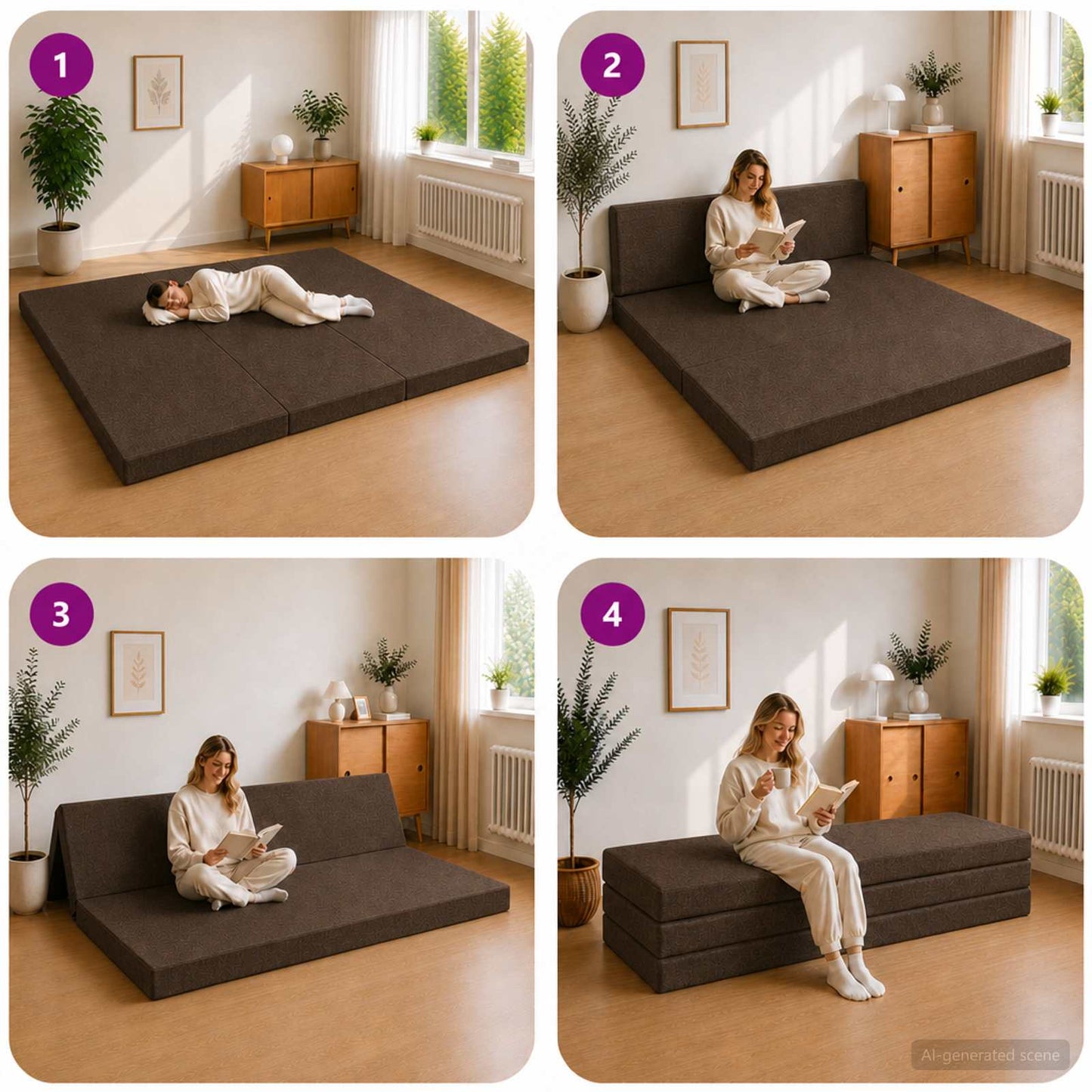 Vouwbare Bankbed 200 x 67 x 45 cm Taupe is nu te koop bij PeponiXL, paradijselijk wonen!