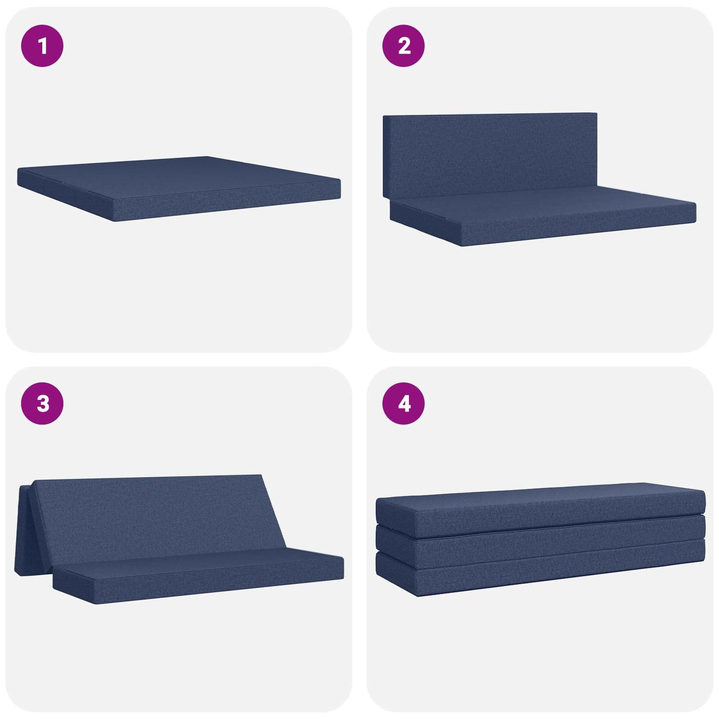 Vouwbare Bankbed 200 x 67 x 45 cm Blauw is nu te koop bij PeponiXL, paradijselijk wonen!