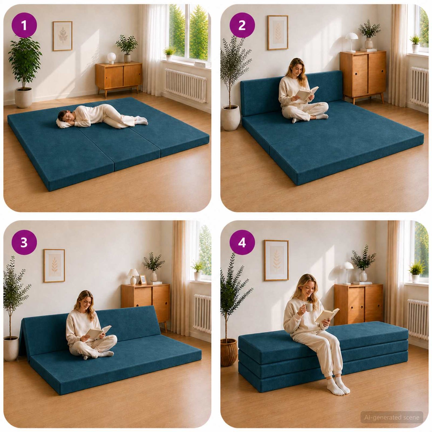 Vouwbare Bankbed 200 x 67 x 45 cm Blauw is nu te koop bij PeponiXL, paradijselijk wonen!