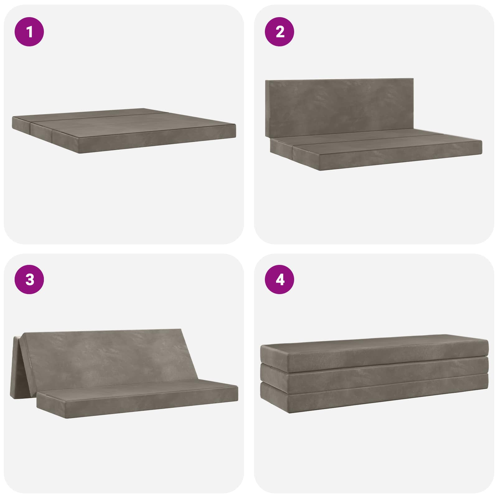 Vouwbare Bankbed 200 x 67 x 45 cm Lichtgrijs is nu te koop bij PeponiXL, paradijselijk wonen!