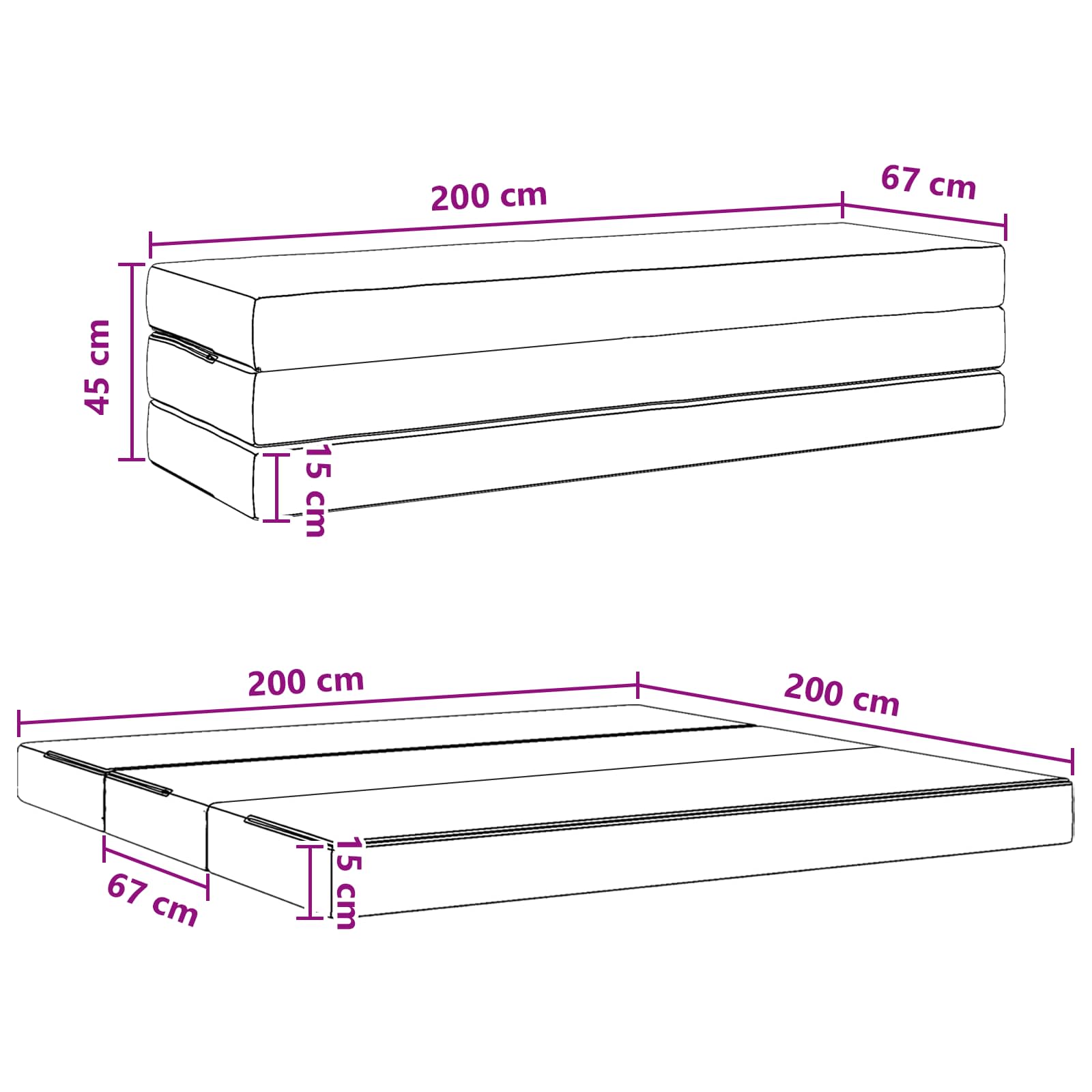 Vouwbare Bankbed 200 x 67 x 45 cm Donkergrijs is nu te koop bij PeponiXL, paradijselijk wonen!