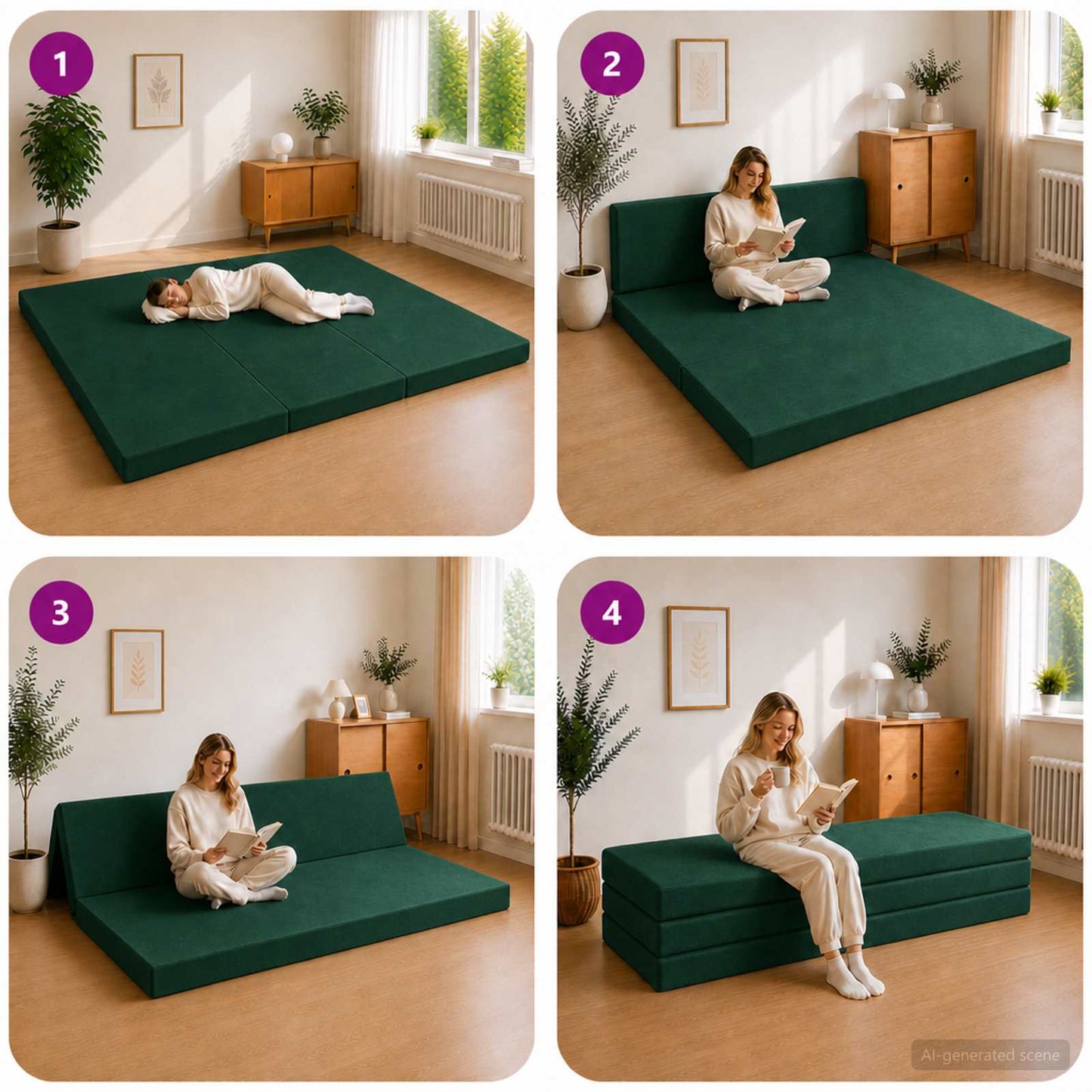 Vouwbare Bankbed 200 x 67 x 45 cm Donkergroen is nu te koop bij PeponiXL, paradijselijk wonen!