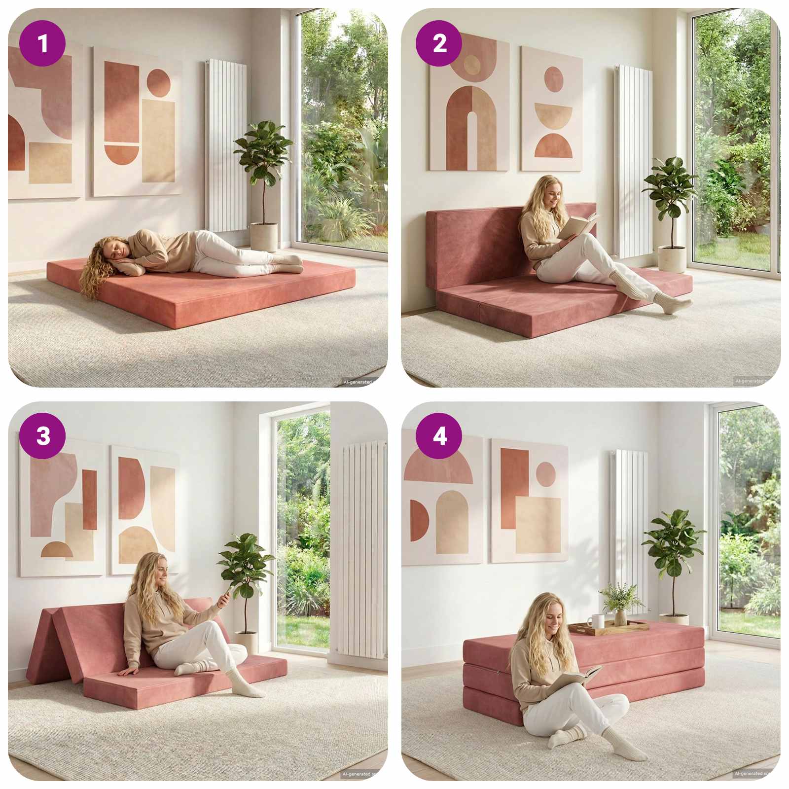 Vouwbare Bankbed 200 x 67 x 45 cm Roze is nu te koop bij PeponiXL, paradijselijk wonen!