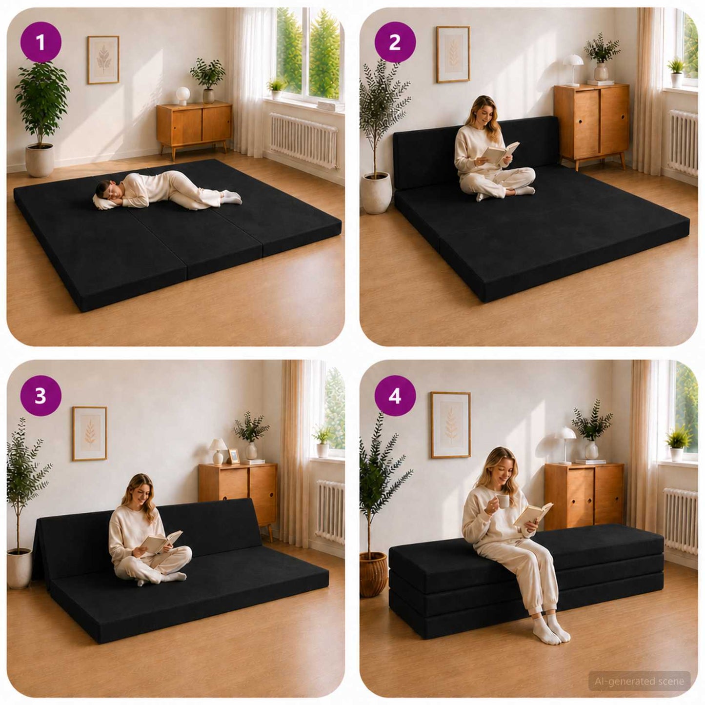 Vouwbare Bankbed 200 x 67 x 45 cm Zwart is nu te koop bij PeponiXL, paradijselijk wonen!