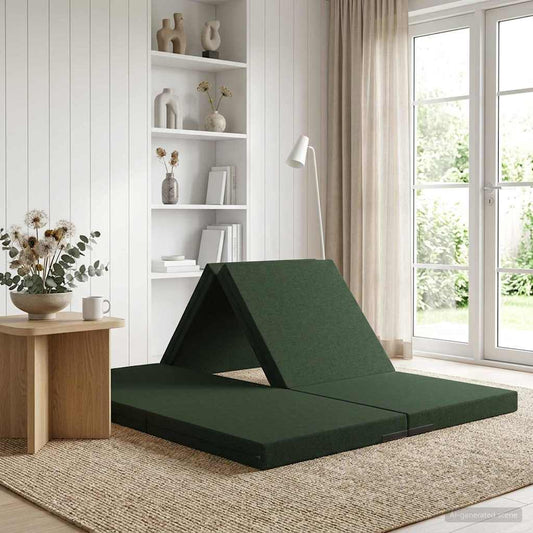 Vouwbare Bankbed 140 x 67 x 45 cm Donkergroen is nu te koop bij PeponiXL, paradijselijk wonen!