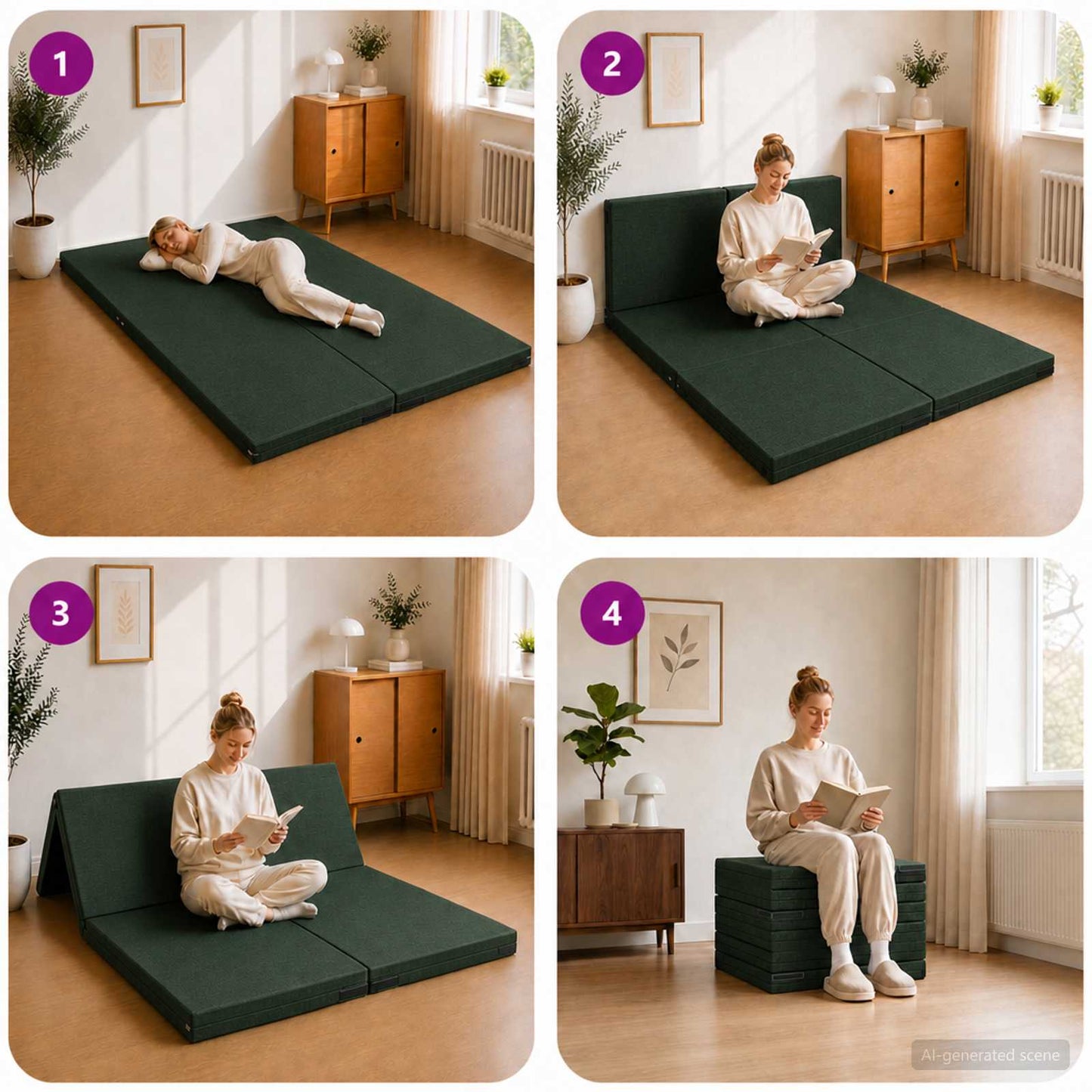 Vouwbare Bankbed 140 x 67 x 45 cm Donkergroen is nu te koop bij PeponiXL, paradijselijk wonen!