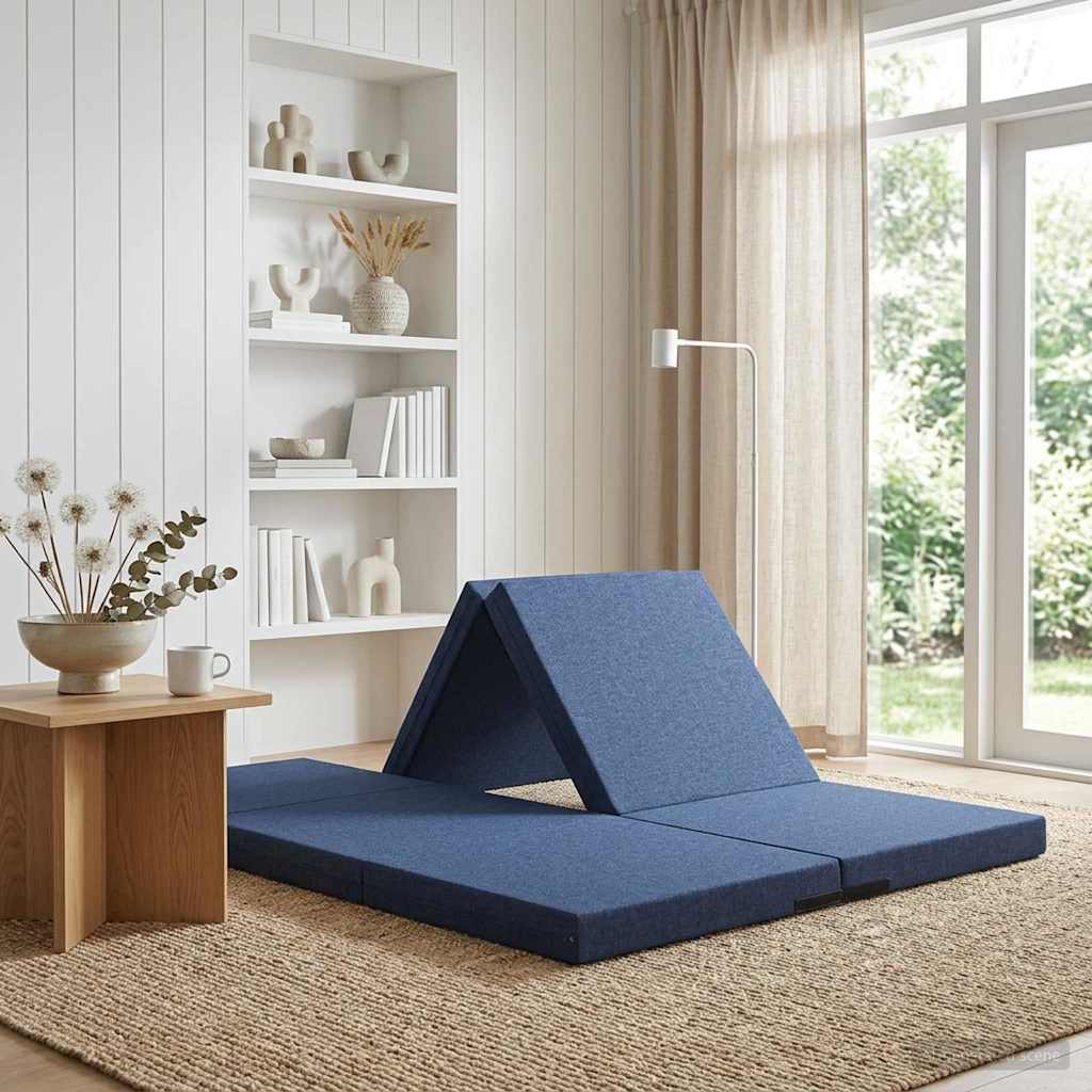 Vouwbare Bankbed 140 x 67 x 45 cm Blauw is nu te koop bij PeponiXL, paradijselijk wonen!