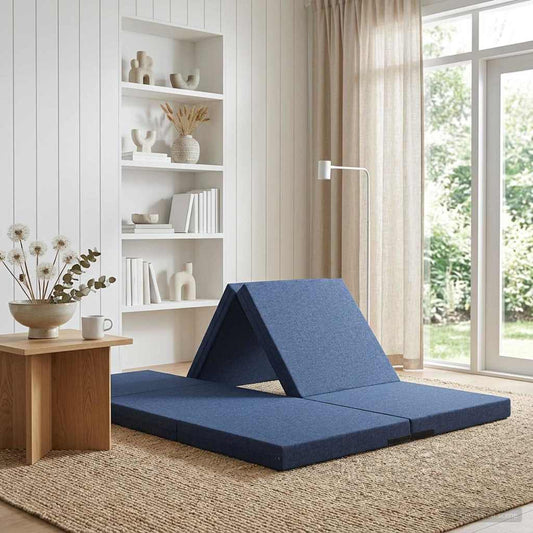 Vouwbare Bankbed 140 x 67 x 45 cm Blauw is nu te koop bij PeponiXL, paradijselijk wonen!