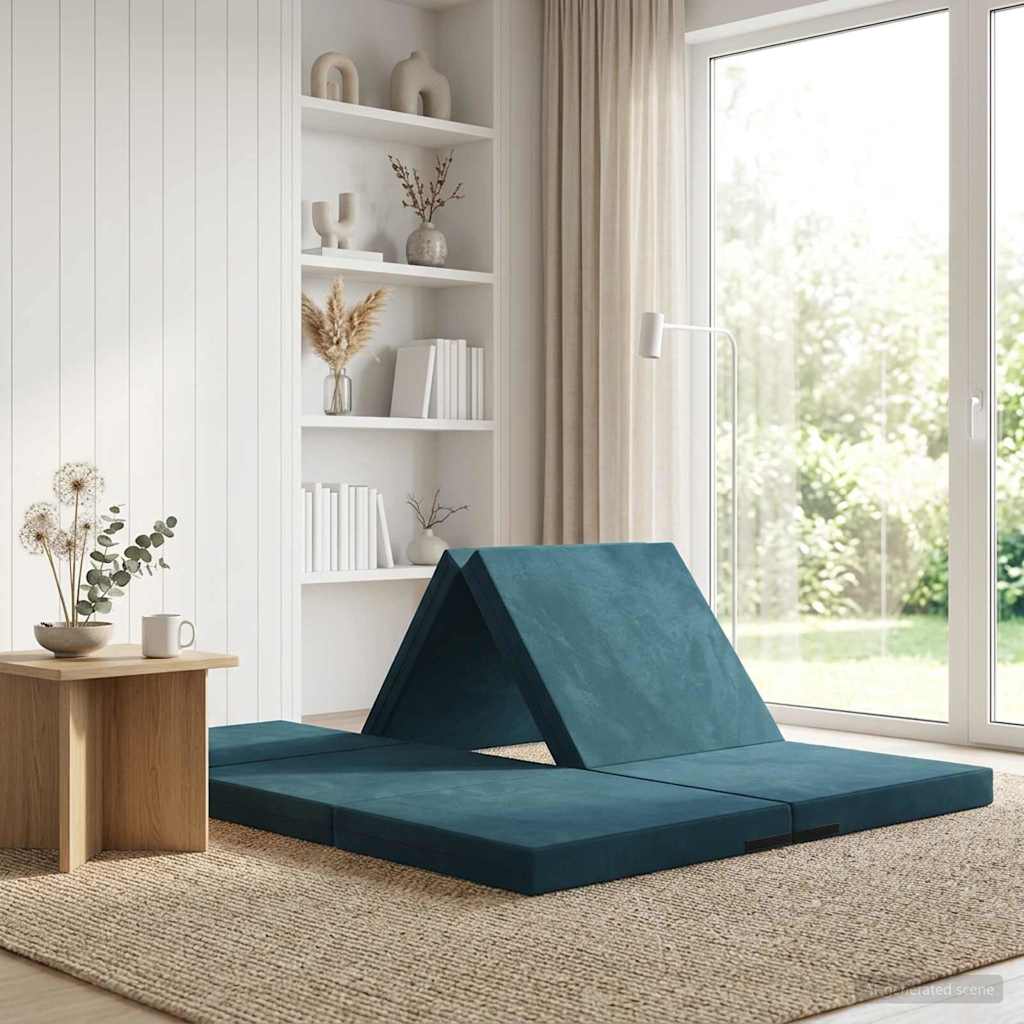 Vouwbare Bankbed 140 x 67 x 45 cm Blauw is nu te koop bij PeponiXL, paradijselijk wonen!