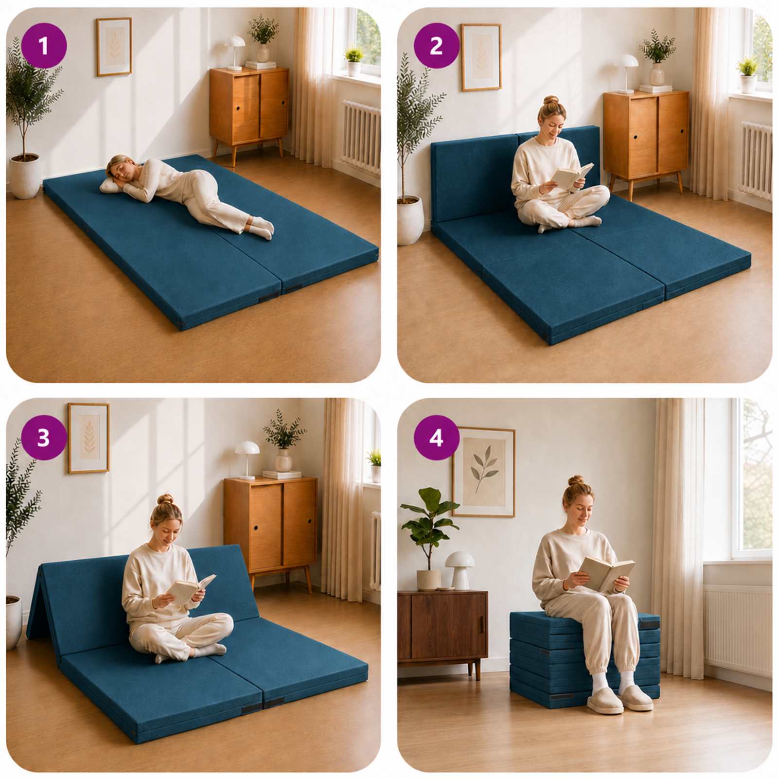 Vouwbare Bankbed 140 x 67 x 45 cm Blauw is nu te koop bij PeponiXL, paradijselijk wonen!