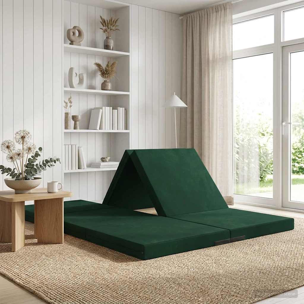 Vouwbare Bankbed 140 x 67 x 45 cm Donkergroen is nu te koop bij PeponiXL, paradijselijk wonen!