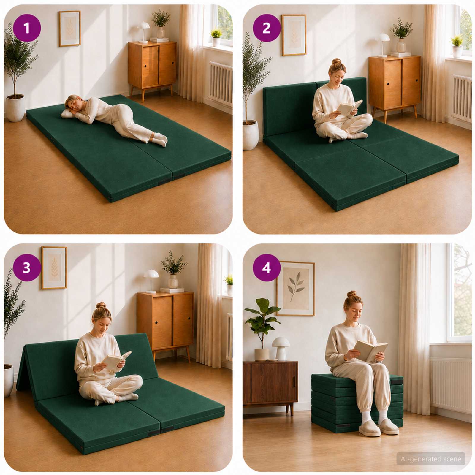 Vouwbare Bankbed 140 x 67 x 45 cm Donkergroen is nu te koop bij PeponiXL, paradijselijk wonen!