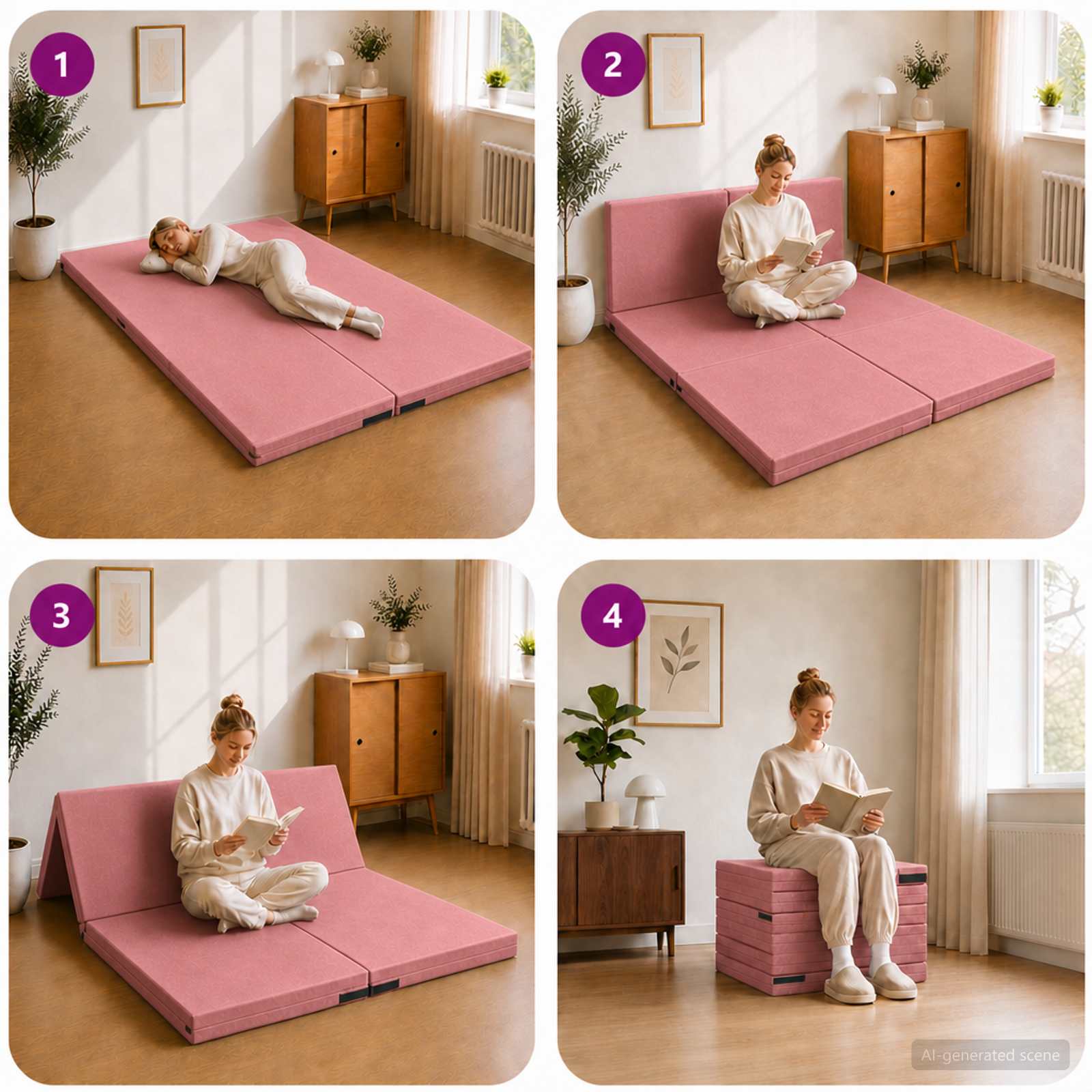 Vouwbare Bankbed 140 x 67 x 45 cm Roze is nu te koop bij PeponiXL, paradijselijk wonen!