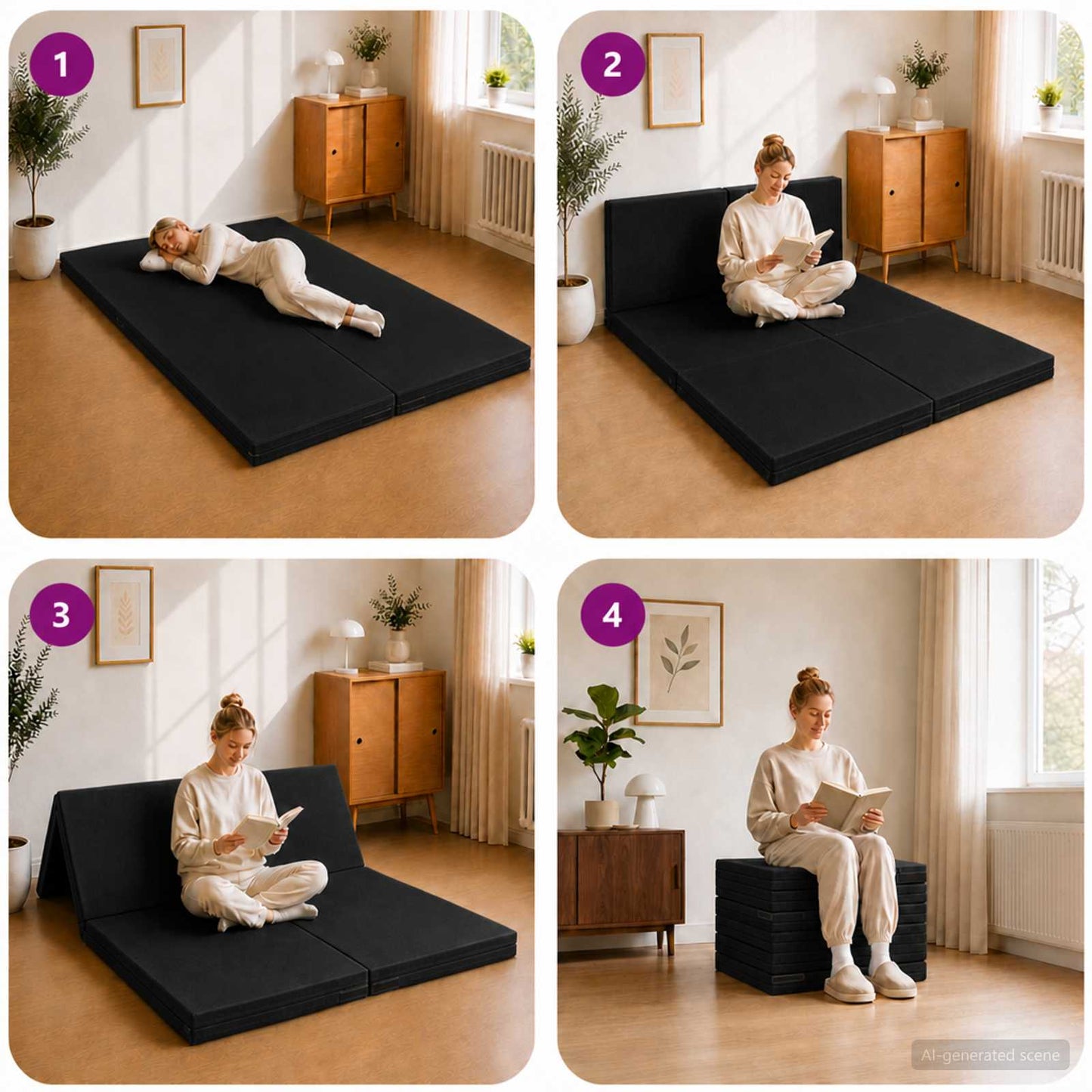 Vouwbare Bankbed 140 x 67 x 45 cm Zwart is nu te koop bij PeponiXL, paradijselijk wonen!