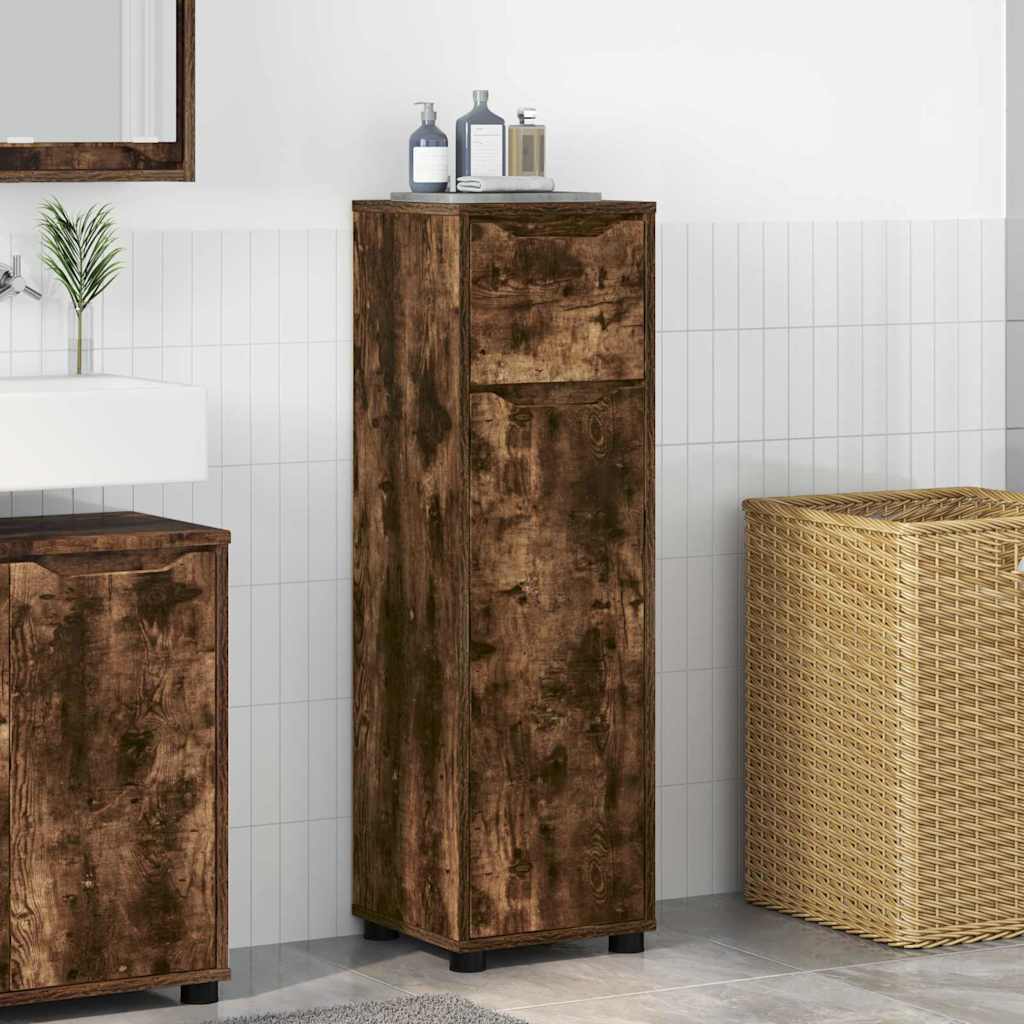 Badkamer Kast Gerookt eiken 30,5 x 30 x 101 cm Bewerkt hout is nu te koop bij PeponiXL, paradijselijk wonen!