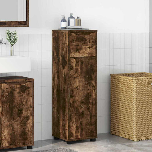 Badkamer Kast Gerookt eiken 30,5 x 30 x 101 cm Bewerkt hout is nu te koop bij PeponiXL, paradijselijk wonen!