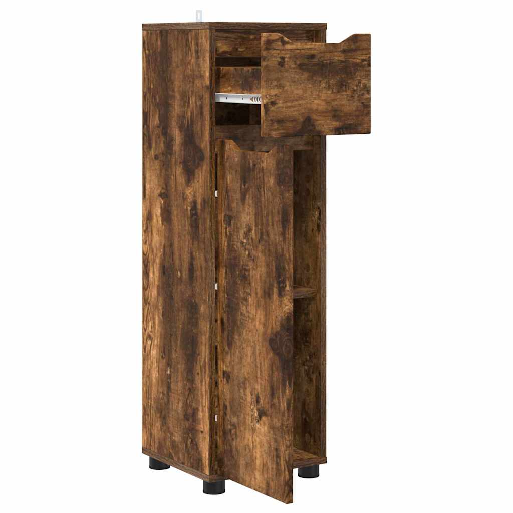 Badkamer Kast Gerookt eiken 30,5 x 30 x 101 cm Bewerkt hout is nu te koop bij PeponiXL, paradijselijk wonen!